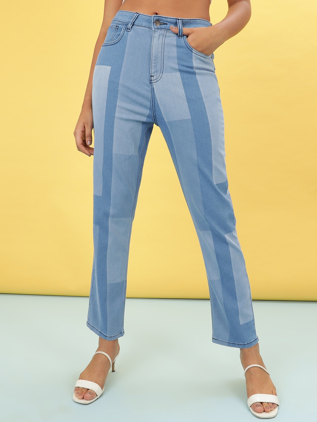 Freehand by The Indian Garage Co Women Colourblocked High-Rise Straight Fit Jeans, Blue
Freehand by The Indian Garage Co Women Colourblocked High-Rise Straight Fit Jeans, Blue