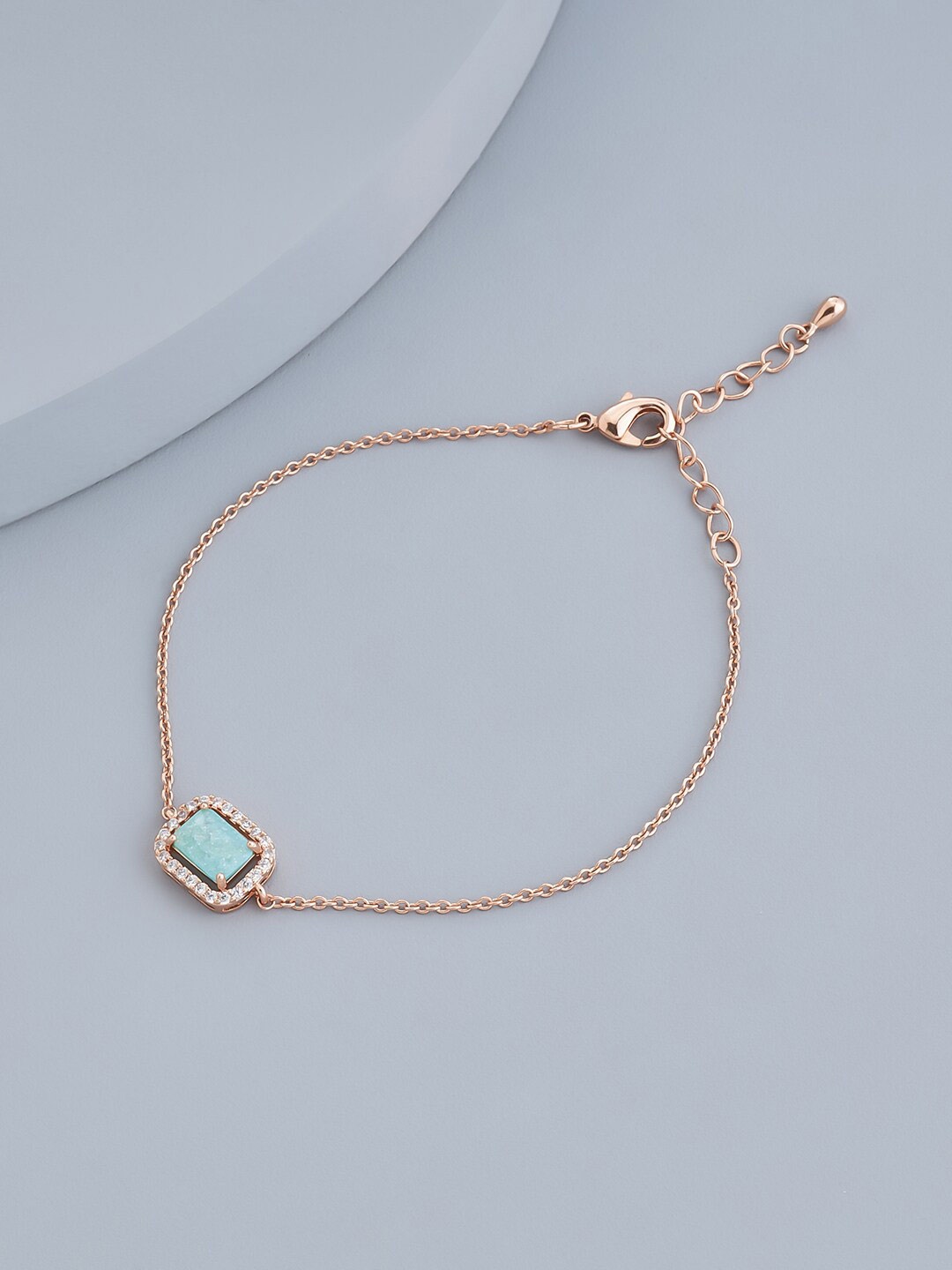 Kushal's Fashion Jewellery Rose Gold-Plated Cubic Zirconia Link Bracelet