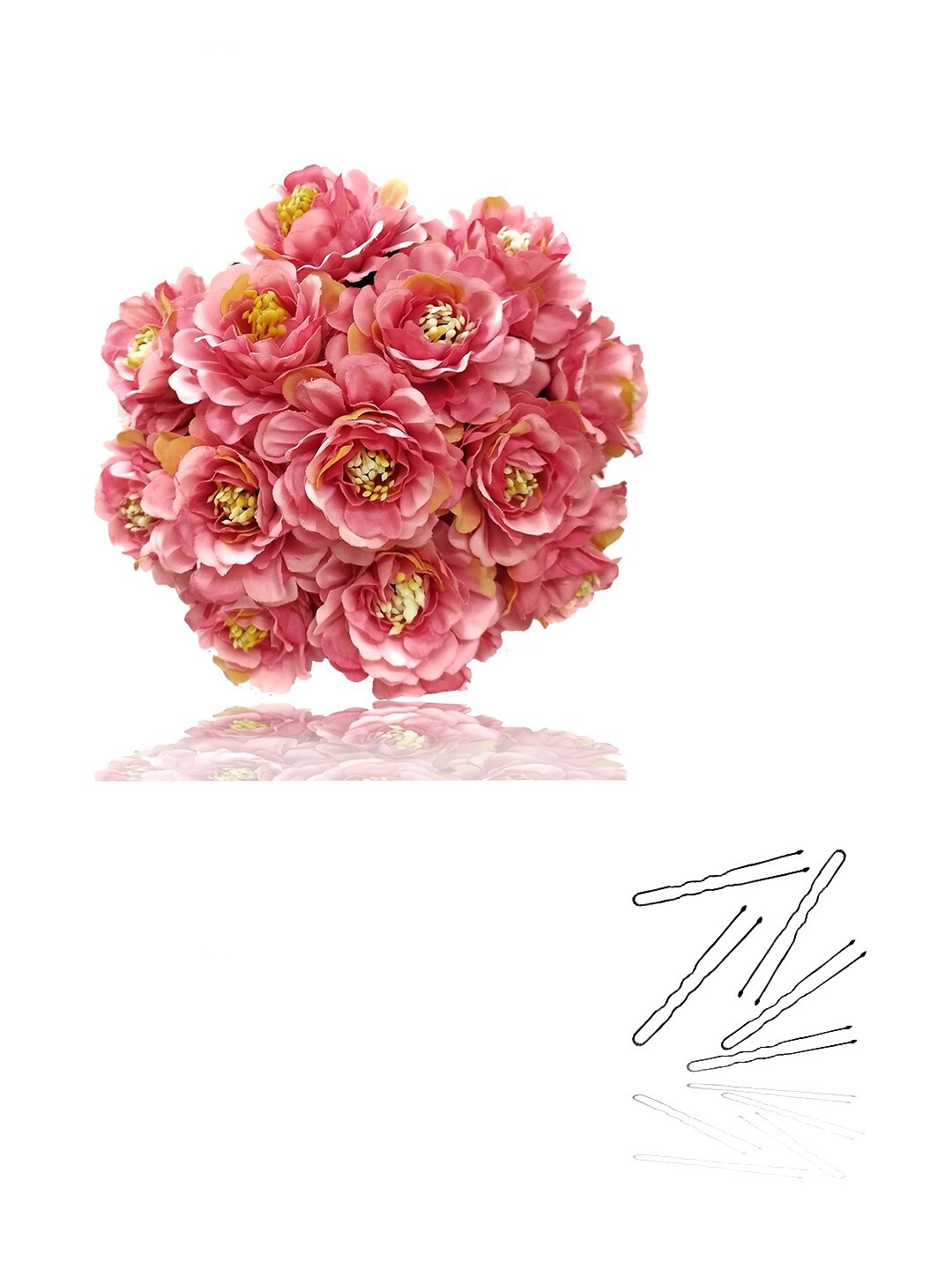 Hair Flare Women Dalhia Flower Rounded Juda Hair Accessory Set, Pink