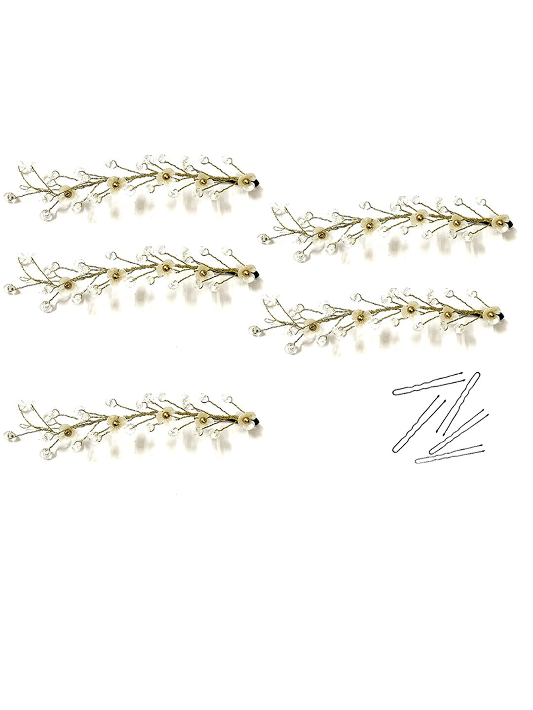 Hair Flare Women 5Pcs Embellished Hair Accessory Set, White