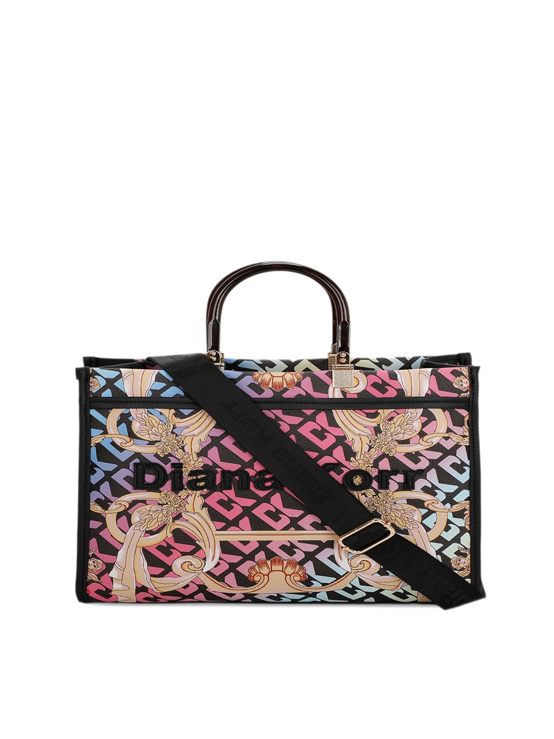 Diana Korr Ethnic Motifs Printed Structured Sling Bag, Pink