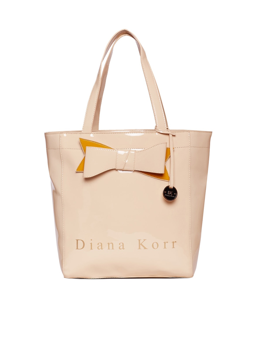 Diana Korr Bow Detail Oversized Structured Shoulder Bag, Beige