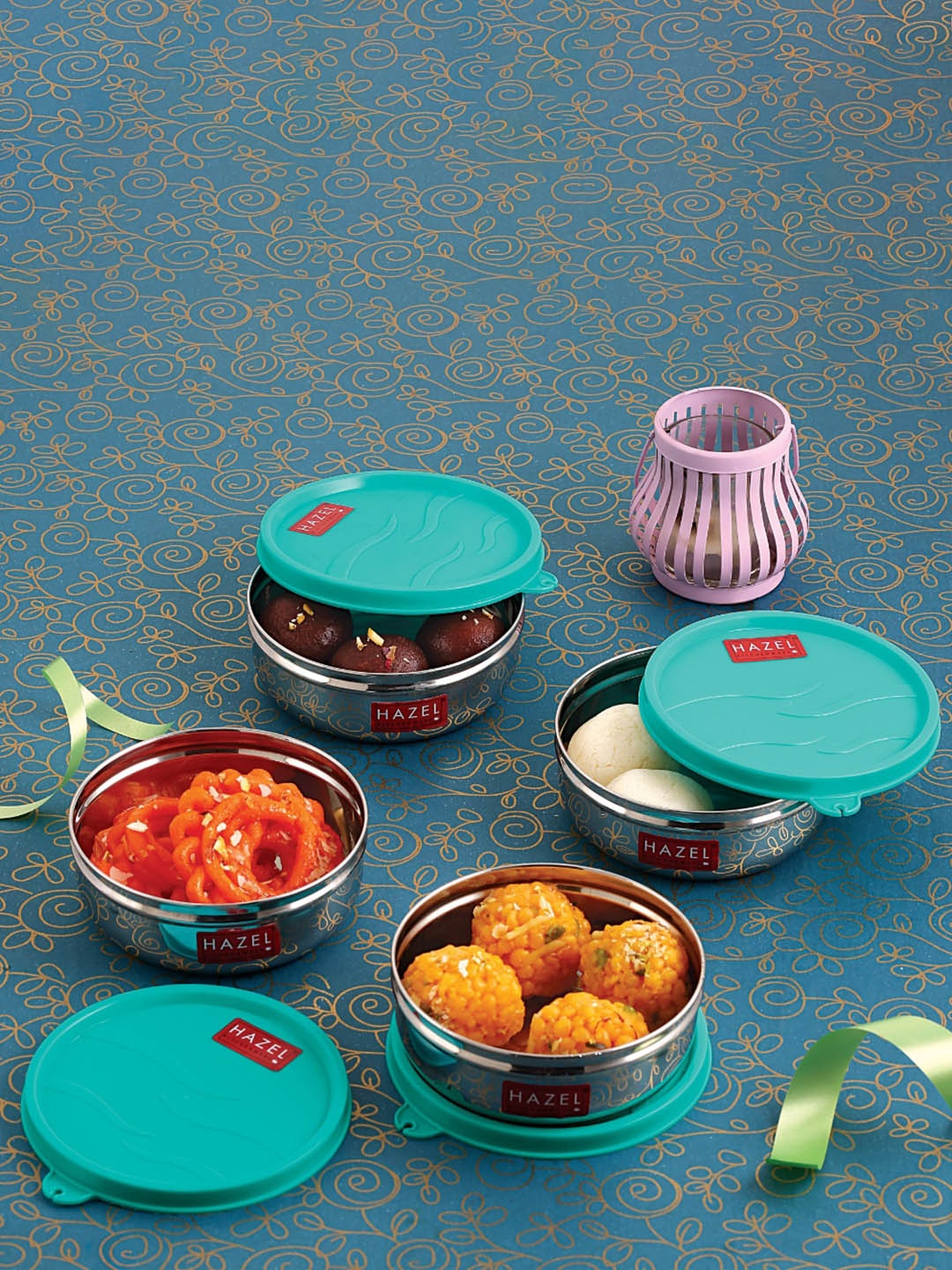 HAZEL Air Tight Containers for Storage Stainless Steel Set of 4 with Leak Proof Lid, Blue
HAZEL Air Tight Containers for Storage Stainless Steel Set of 4 with Leak Proof Lid, Blue