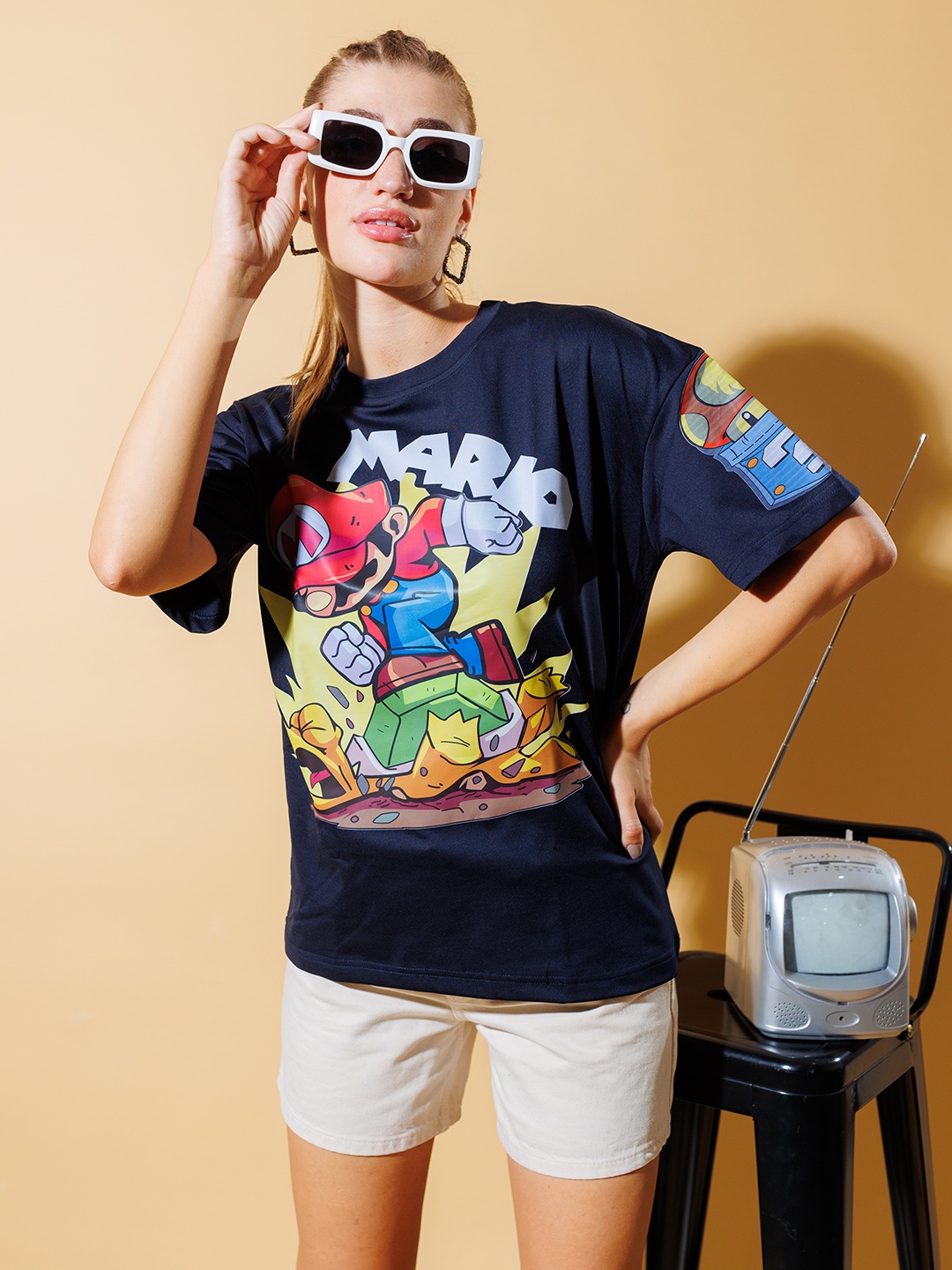 Stylecast X Hersheinbox Mario Printed Pure Cotton Oversized T-shirt, Navy blue
Stylecast X Hersheinbox Mario Printed Pure Cotton Oversized T-shirt, Navy blue