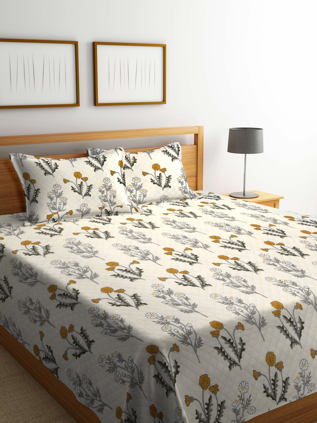 FABINALIV Cream-Colored & Yellow Quilted & Printed Cotton King Bedcover & 2 Pillow Covers
FABINALIV Cream-Colored & Yellow Quilted & Printed Cotton King Bedcover & 2 Pillow Covers