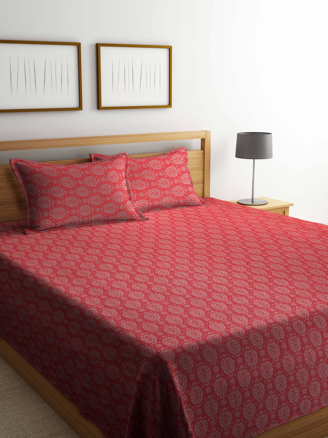 FABINALIV Red & Grey Ethnic Motif Woven Design Pure Cotton King Bedcover & 2 Pillow Covers
FABINALIV Red & Grey Ethnic Motif Woven Design Pure Cotton King Bedcover & 2 Pillow Covers