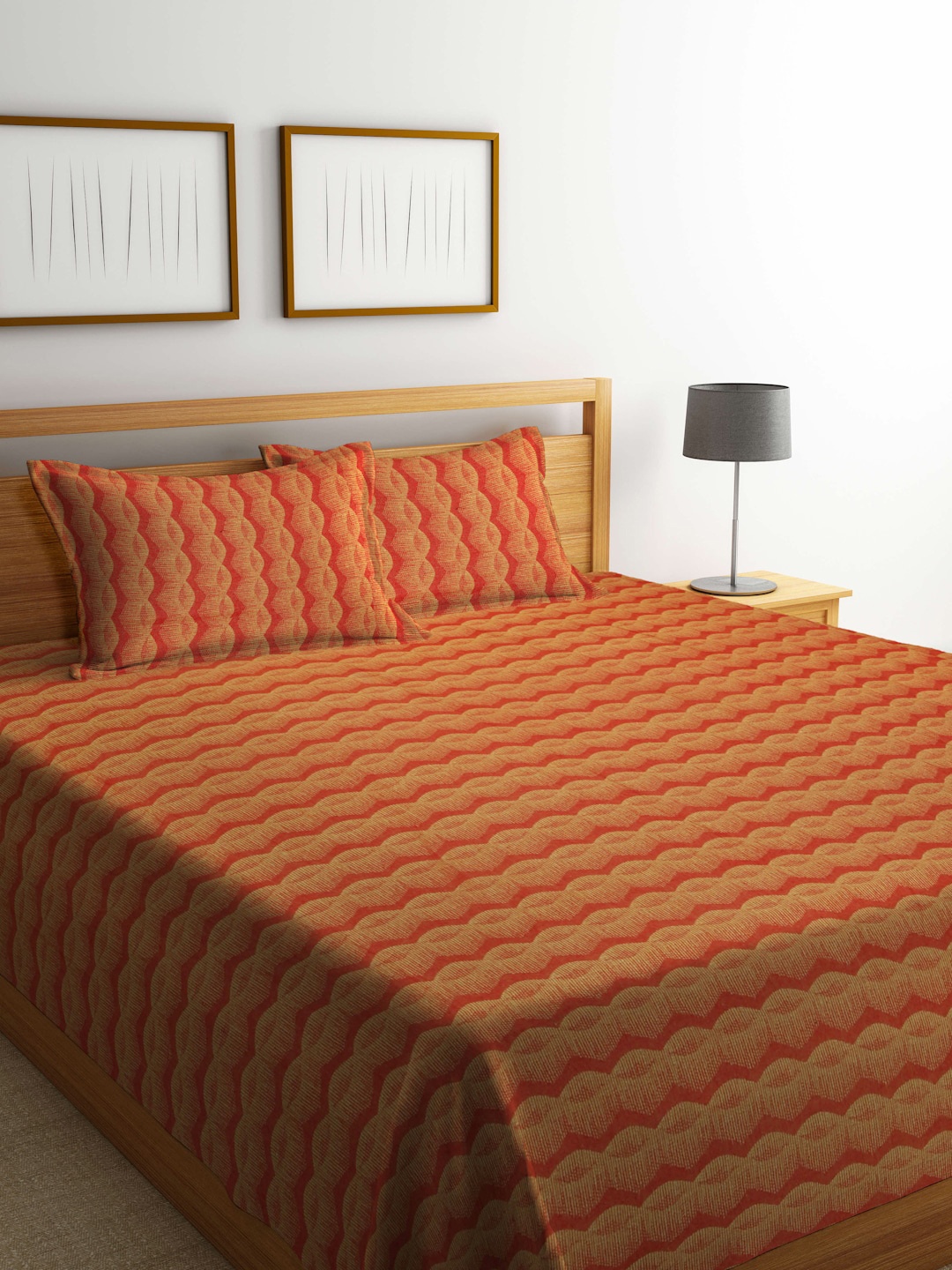 Fabinaliv Orange Chevron Design Pure Cotton Double King Bed Cover with 2 Pillow Covers
Fabinaliv Orange Chevron Design Pure Cotton Double King Bed Cover with 2 Pillow Covers
