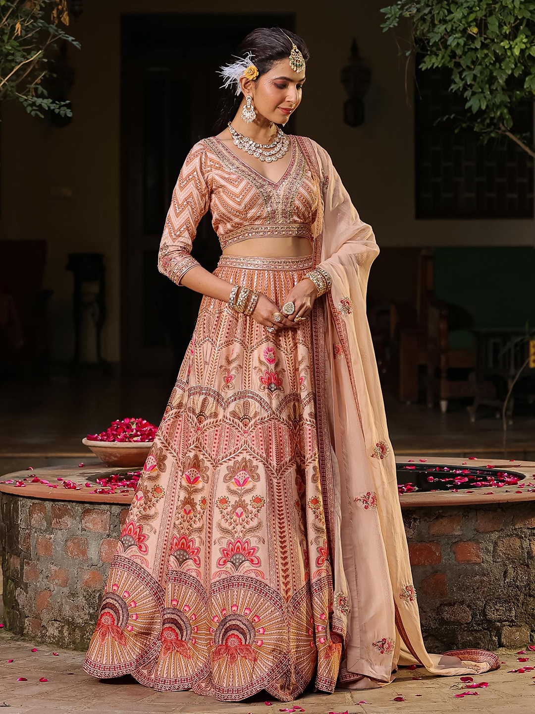 SCAKHI Embellished Sequinned Ready to Wear Lehenga & Blouse With Dupatta, Beige
SCAKHI Embellished Sequinned Ready to Wear Lehenga & Blouse With Dupatta, Beige