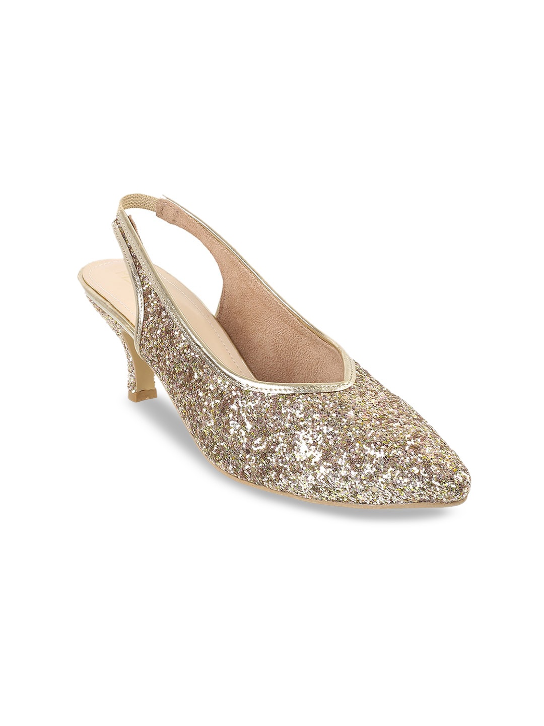 Metro Embellished Kitten Heels, Gold
