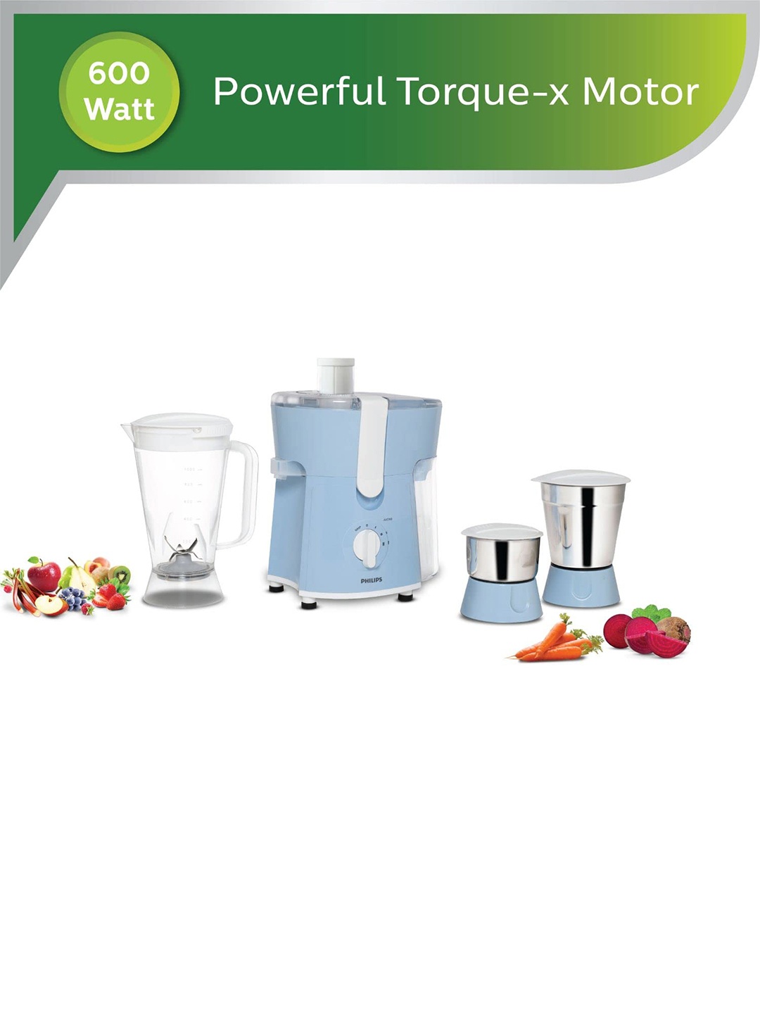 Philips Blue HL7576/00 600 W 3 Jars Daily Collection Juicer Grinder-1.5 L- 0.75 L - 0.4 L
Philips Blue HL7576/00 600 W 3 Jars Daily Collection Juicer Grinder-1.5 L- 0.75 L - 0.4 L