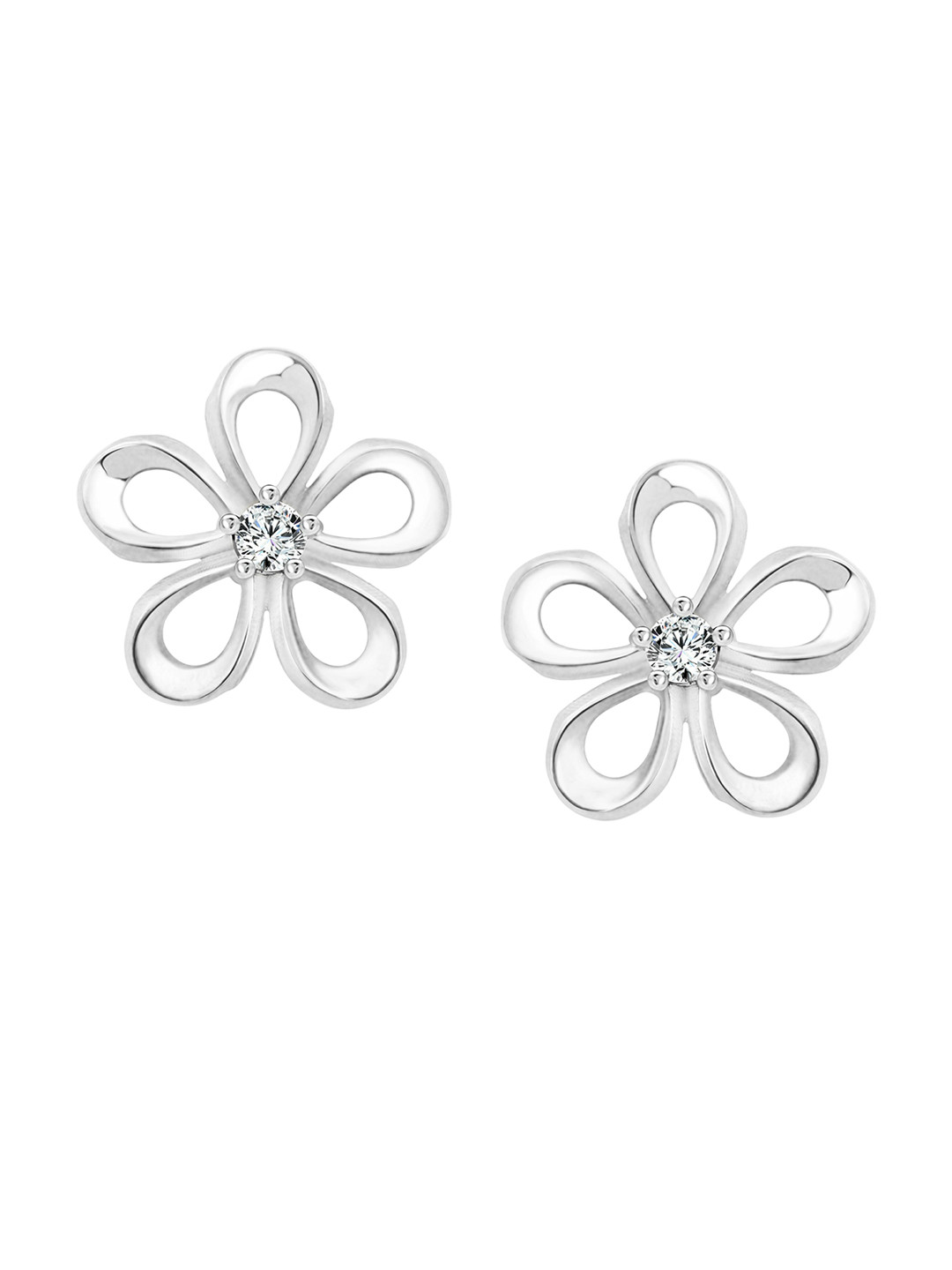 Vighnaharta Rhodium-Plated Floral Cubic Zirconia Studs Earrings, Silver 
Vighnaharta Rhodium-Plated Floral Cubic Zirconia Studs Earrings, Silver