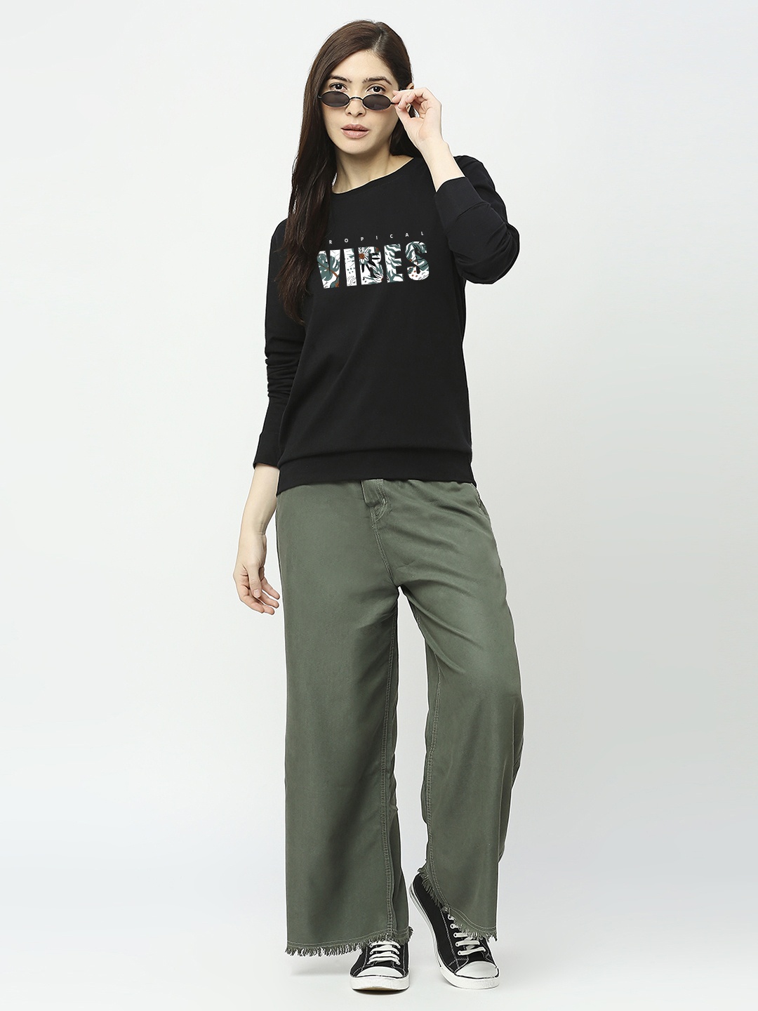 STATUS MANTRA Typography Printed Long Sleeves Pure Cotton T-shirts, Black