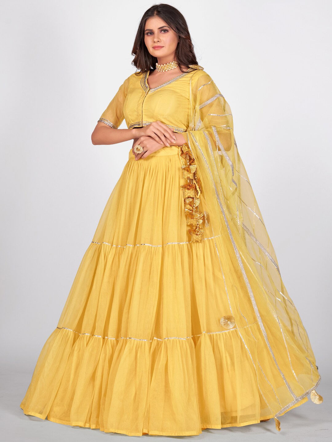 SHOPGARB Embellished Semi-Stitched Lehenga & Unstitched Blouse With Dupatta, Yellow
SHOPGARB Embellished Semi-Stitched Lehenga & Unstitched Blouse With Dupatta, Yellow