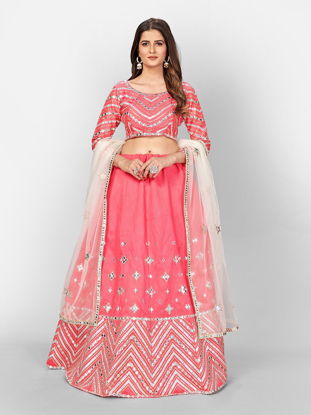 SHOPGARB Embellished Mirror Work Semi-Stitched Lehenga & Unstitched Blouse With Dupatta, Pink
SHOPGARB Embellished Mirror Work Semi-Stitched Lehenga & Unstitched Blouse With Dupatta, Pink