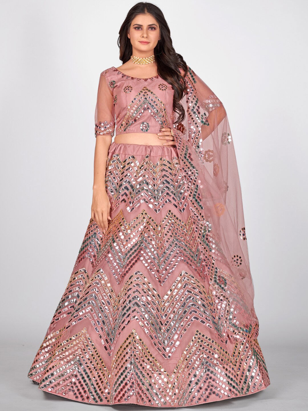 SHOPGARB Embellished Mirror Work Semi-Stitched Lehenga & Unstitched Blouse With Dupatta, Pink
SHOPGARB Embellished Mirror Work Semi-Stitched Lehenga & Unstitched Blouse With Dupatta, Pink