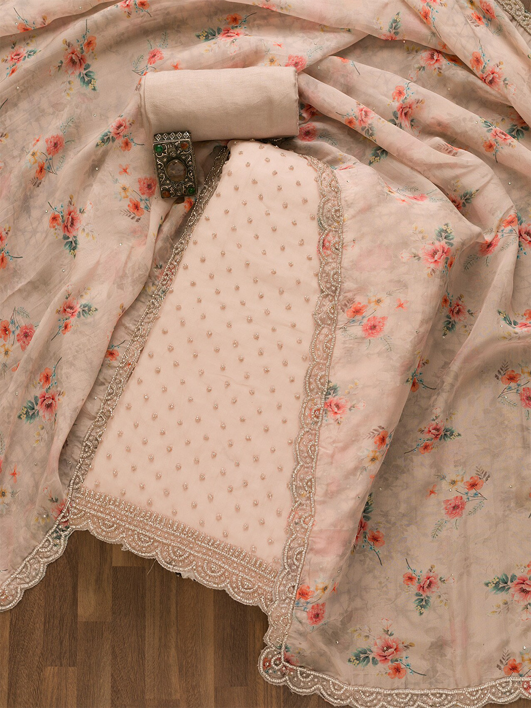 Koskii Polka Dots Beads And Stones Embroidered Unstitched Dress Material, Beige
Koskii Polka Dots Beads And Stones Embroidered Unstitched Dress Material, Beige