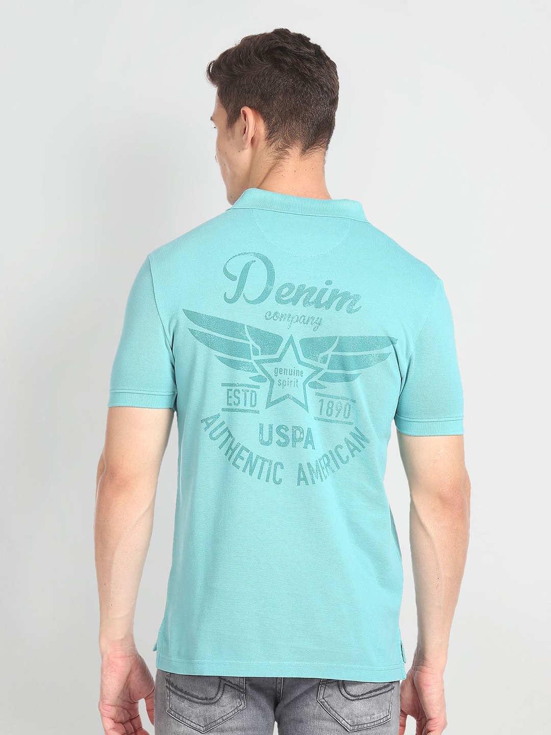 U.S. Polo Assn. Denim Co. Typography Printed Polo Collar Pure Cotton Slim Fit T-shirt, Turquoise blue
U.S. Polo Assn. Denim Co. Typography Printed Polo Collar Pure Cotton Slim Fit T-shirt, Turquoise blue