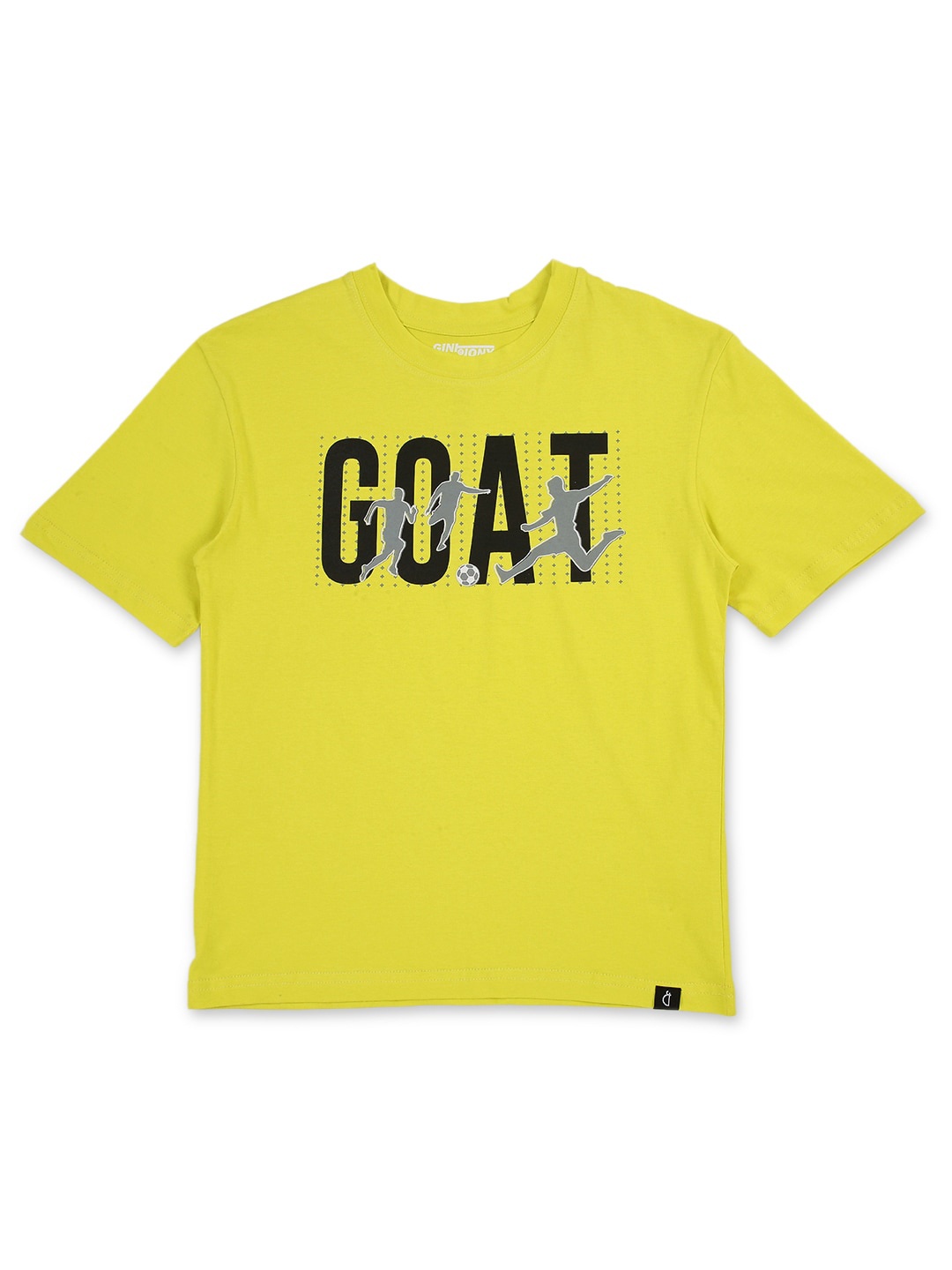 Gini and Jony Boys Typography Printed Cotton T-shirt, Yellow
