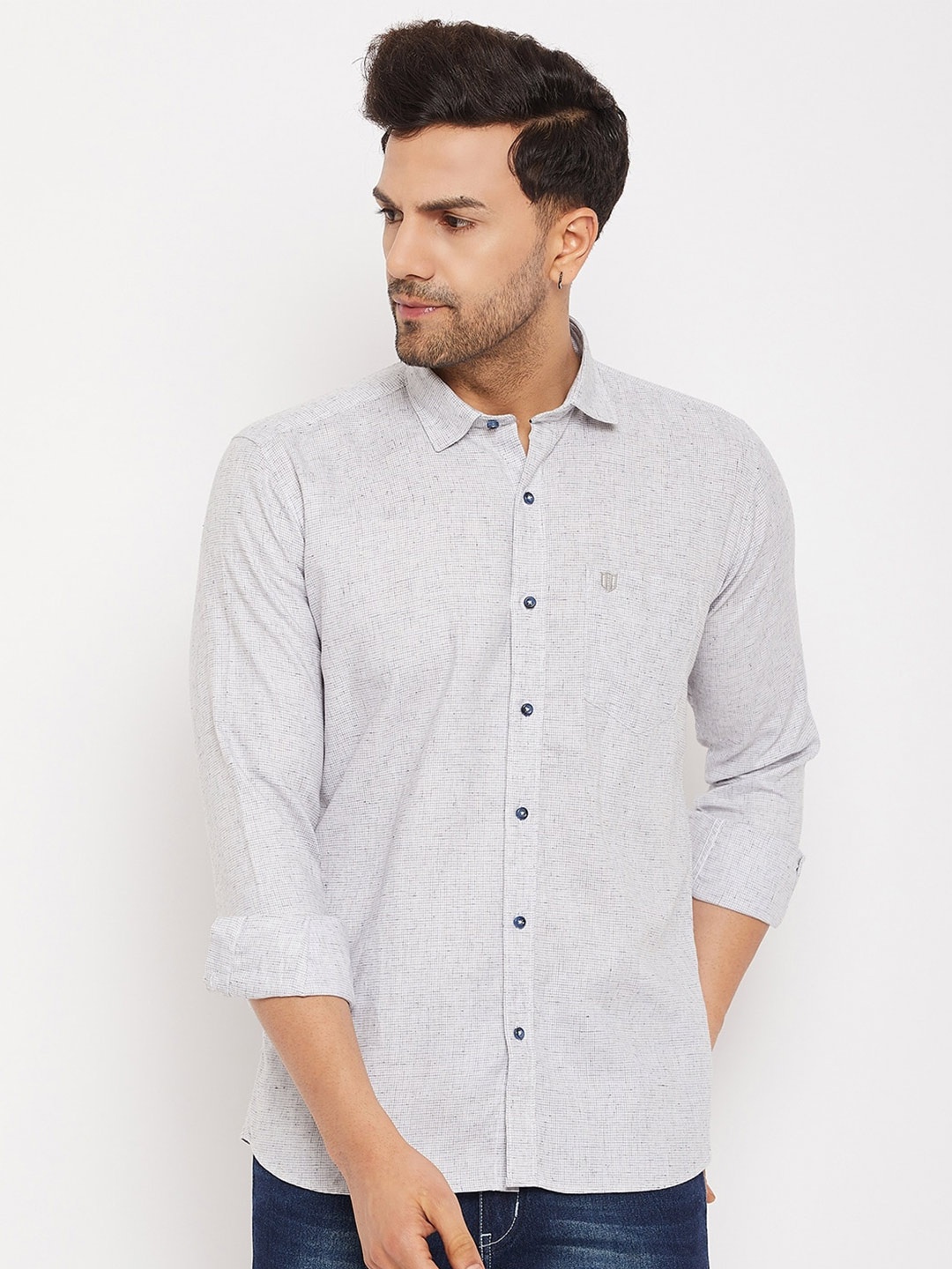 Duke Slim Fit Long Sleeve Cotton Casual Shirt, Grey