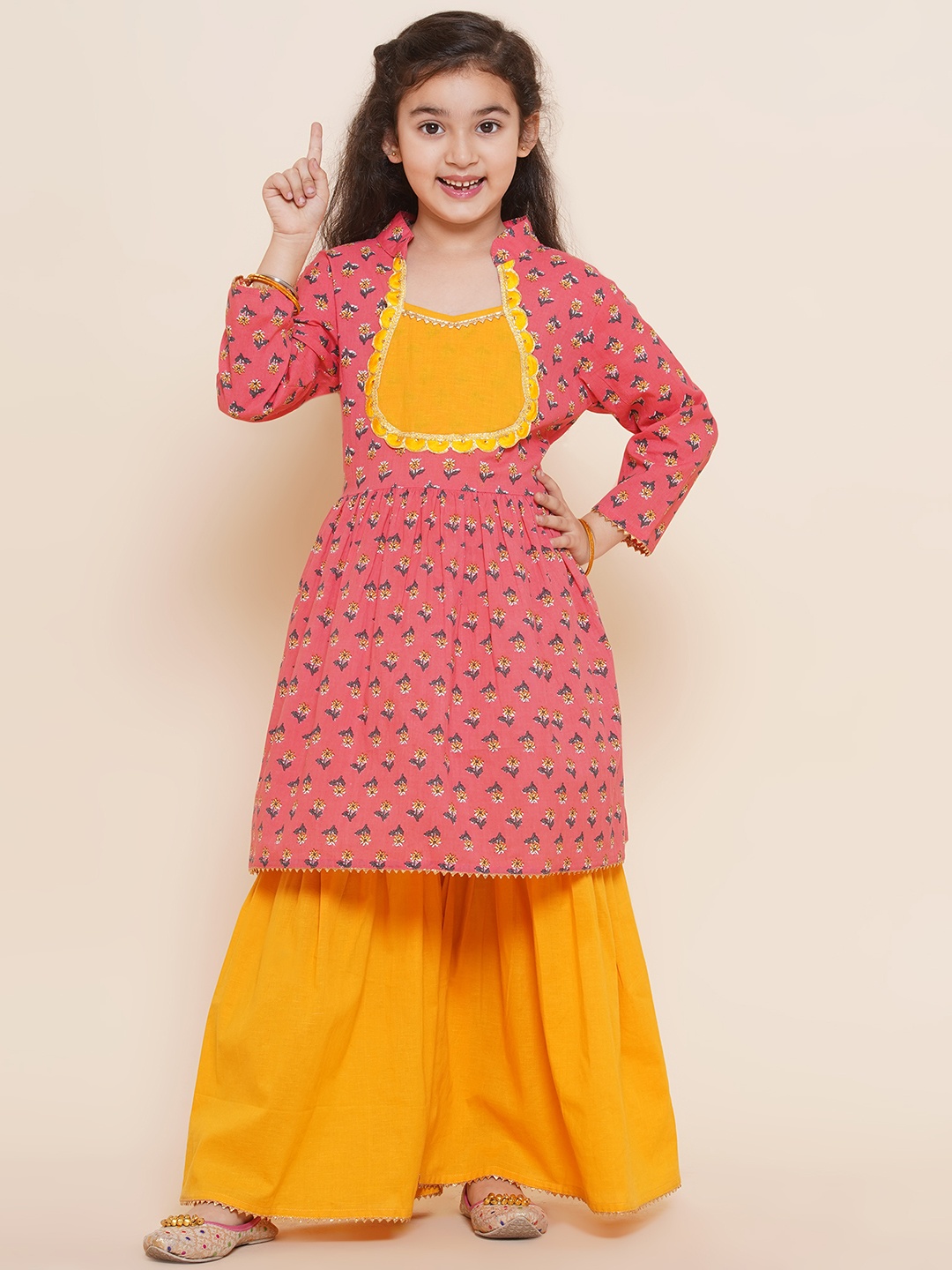 Aj DEZInES Girls Floral Printed A-Line Gotta Patti Pure Cotton Kurta with Sharara, Pink
Aj DEZInES Girls Floral Printed A-Line Gotta Patti Pure Cotton Kurta with Sharara, Pink