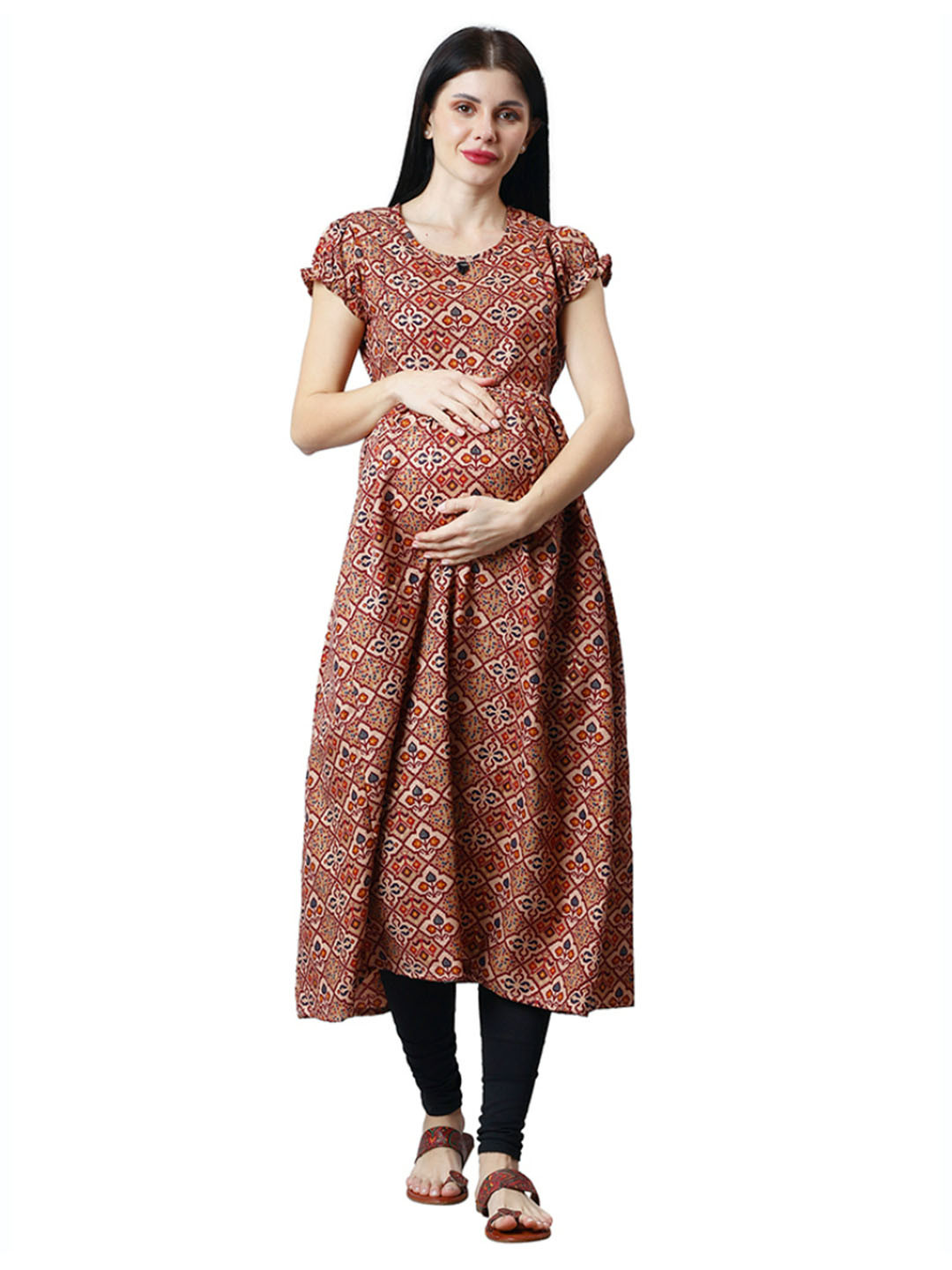 CEE-18 Geometric Printed Puff Sleeves A-Line Midi-Length Maternity Ethnic Dress, Red
CEE-18 Geometric Printed Puff Sleeves A-Line Midi-Length Maternity Ethnic Dress, Red