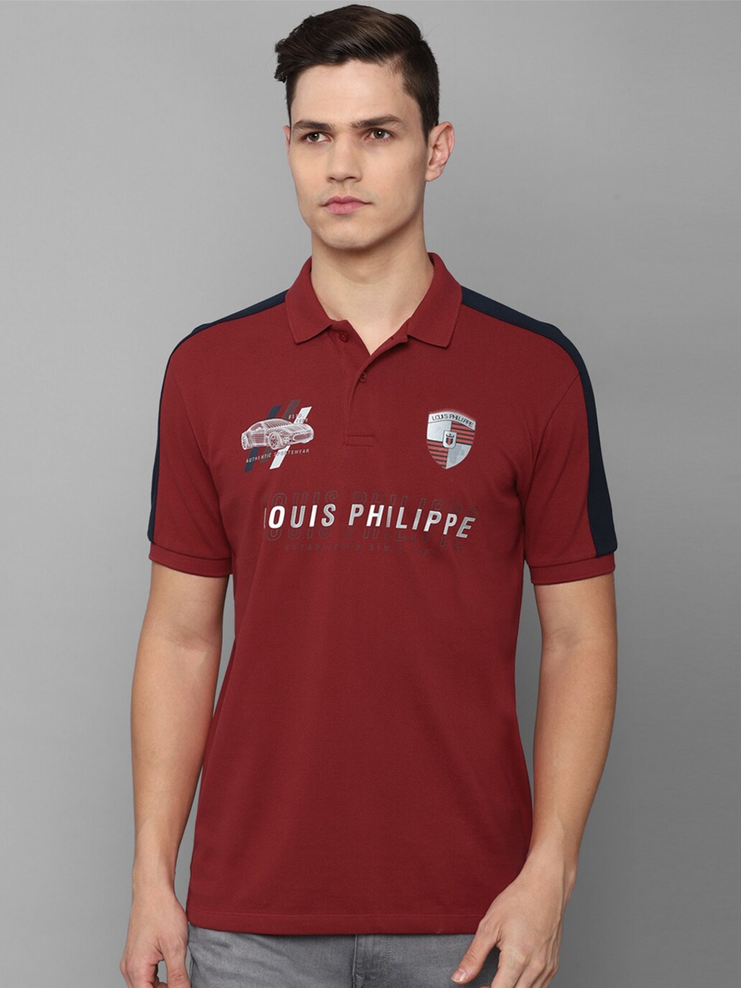 Louis Philippe Sport Typography Printed Polo Collar Slim Fit Pure Cotton T-Shirt, Maroon
Louis Philippe Sport Typography Printed Polo Collar Slim Fit Pure Cotton T-Shirt, Maroon