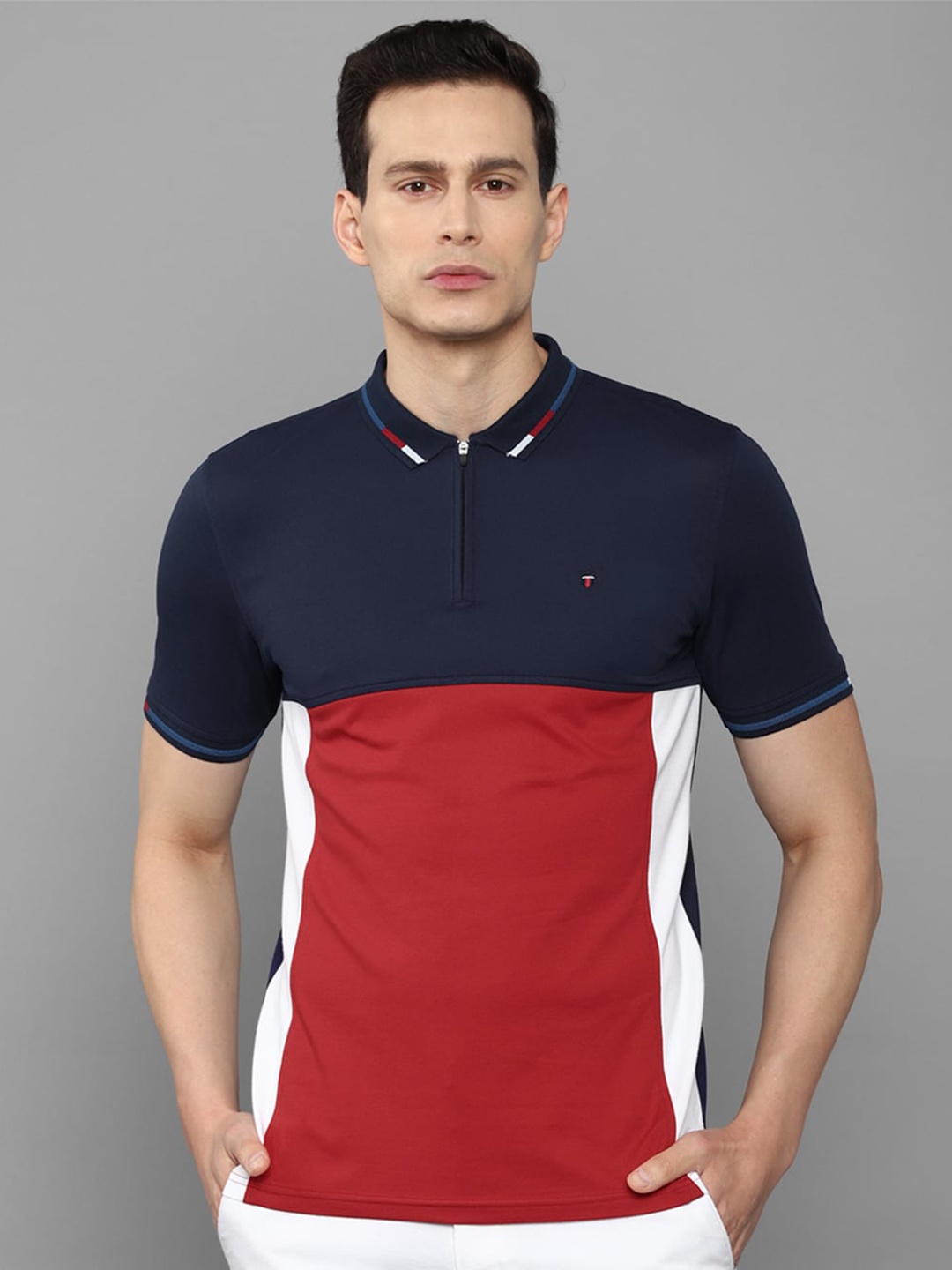 Louis Philippe Sport Colourblocked Polo Collar Pure Cotton Slim Fit T-shirt, Navy blue
Louis Philippe Sport Colourblocked Polo Collar Pure Cotton Slim Fit T-shirt, Navy blue