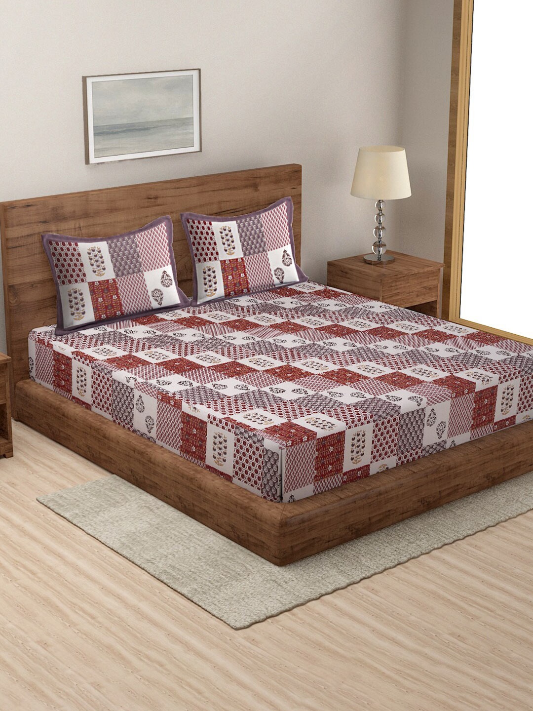 Rajasthan Decor White & Red Geometric 144 TC Cotton Queen Bedsheet with 2 Pillow Covers
Rajasthan Decor White & Red Geometric 144 TC Cotton Queen Bedsheet with 2 Pillow Covers