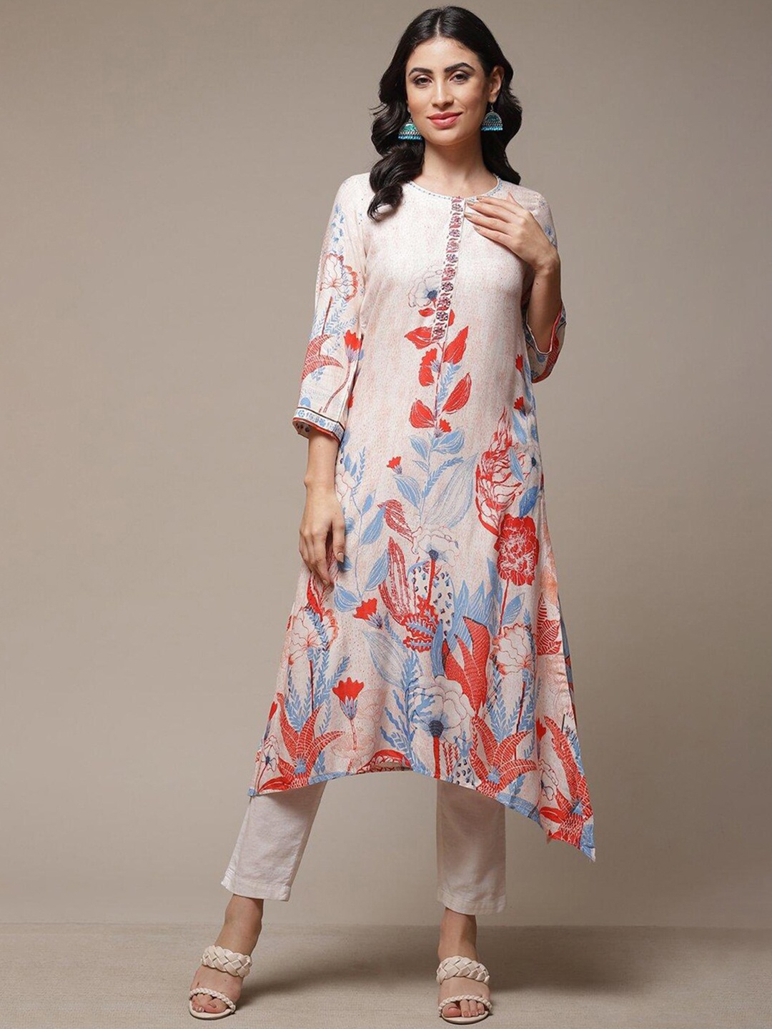 Biba Floral Printed Thread Work Beads Detail A-Line Asymmetric Kurta, Off white
Biba Floral Printed Thread Work Beads Detail A-Line Asymmetric Kurta, Off white
