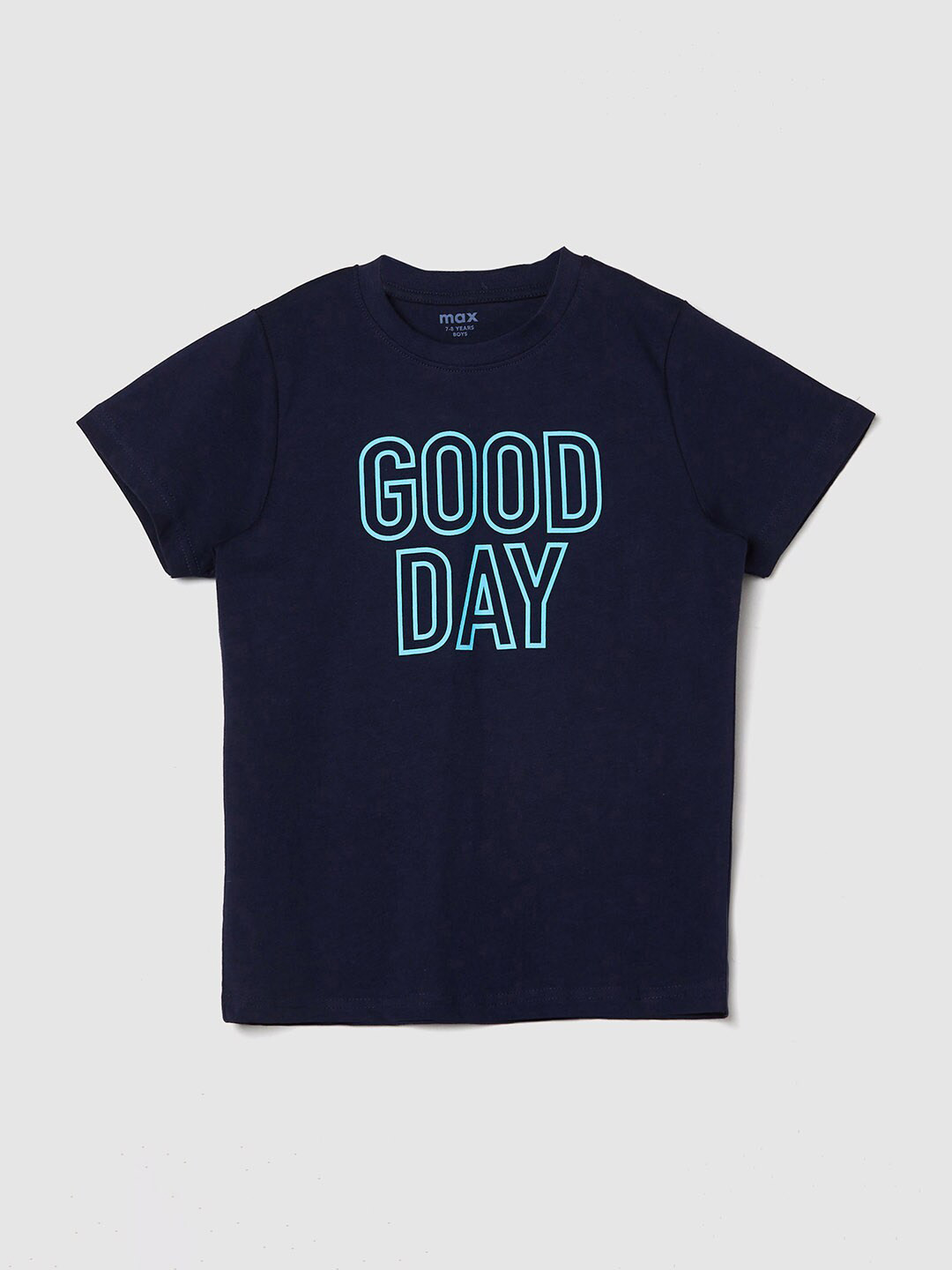 max Boys Typography Printed Cotton T-shirt, Navy blue 
max Boys Typography Printed Cotton T-shirt, Navy blue