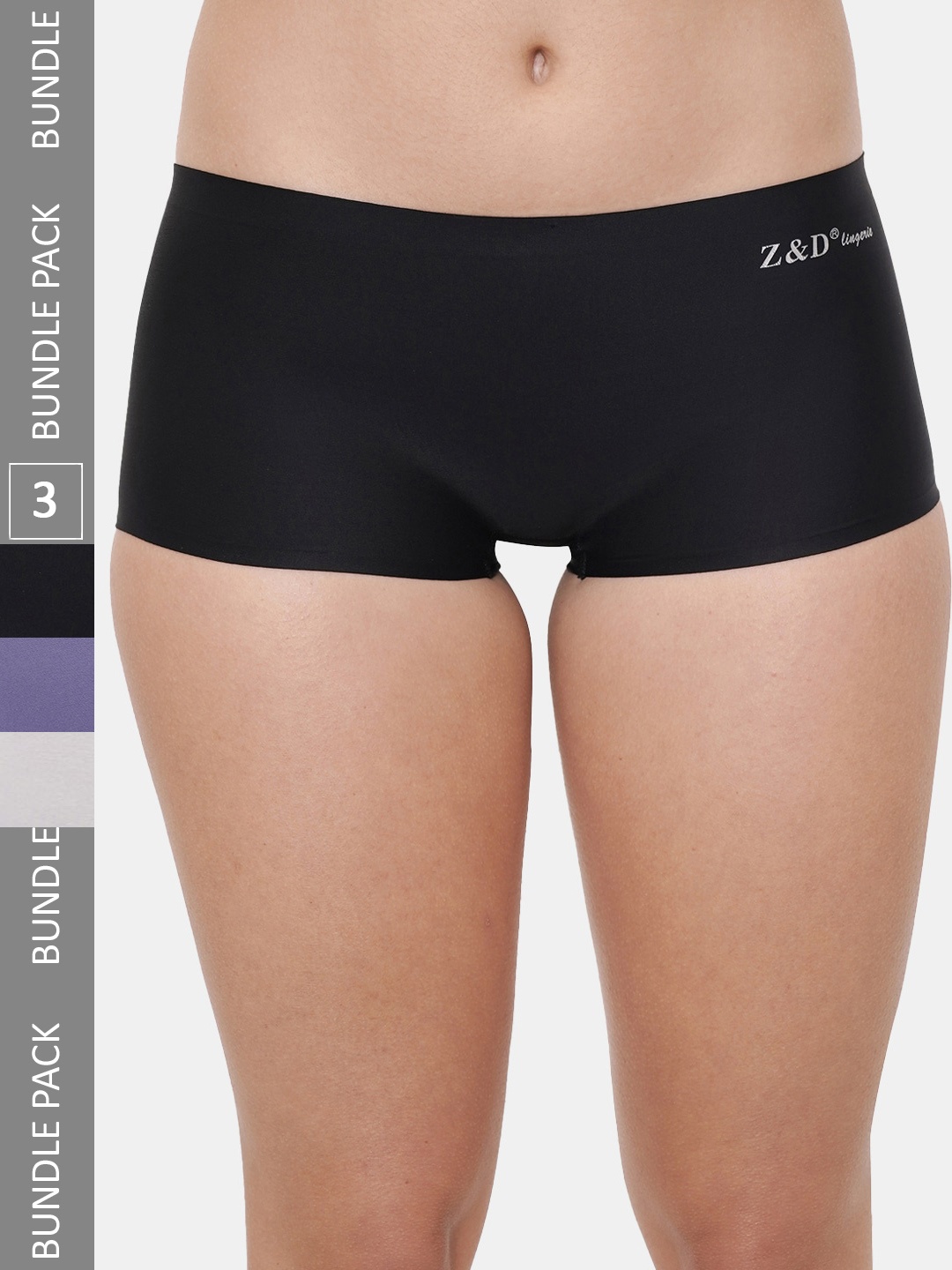 Amour Secret Women Pack Of 3 Seamless Anti Bacterial Boy-Short Briefs, Black