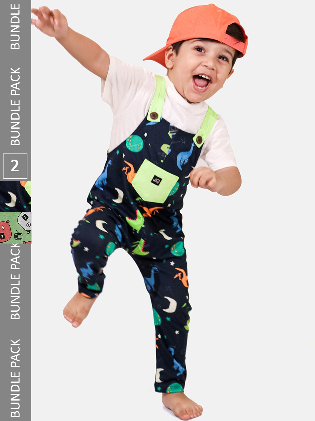 Whistle & Hops Kids Pack Of 2 Dino Space & Hippie Bear Printed Pure Cotton Dungarees, Navy blue
Whistle & Hops Kids Pack Of 2 Dino Space & Hippie Bear Printed Pure Cotton Dungarees, Navy blue