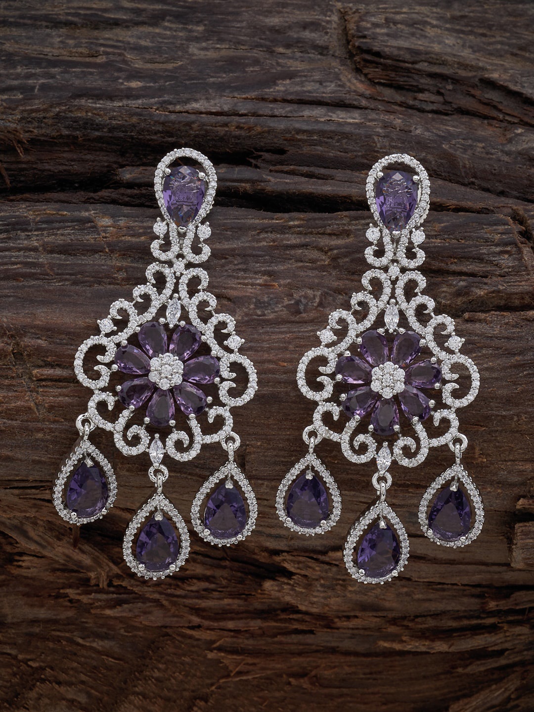 Kushal's Fashion Jewellery Rhodium-Plated Cubic Zirconia-Studded Drop Earrings, Lavender
Kushal's Fashion Jewellery Rhodium-Plated Cubic Zirconia-Studded Drop Earrings, Lavender