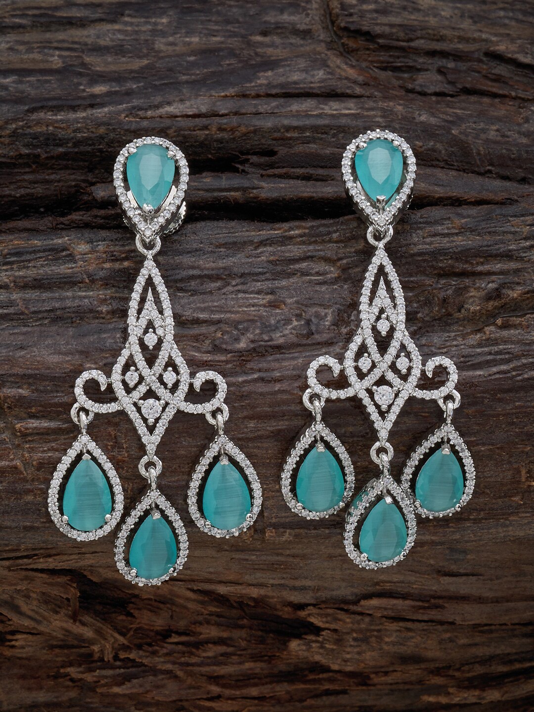 Kushal's Fashion Jewellery Rhodium-Plated Cubic Zirconia-Studded Drop Earrings, Sea green
Kushal's Fashion Jewellery Rhodium-Plated Cubic Zirconia-Studded Drop Earrings, Sea green