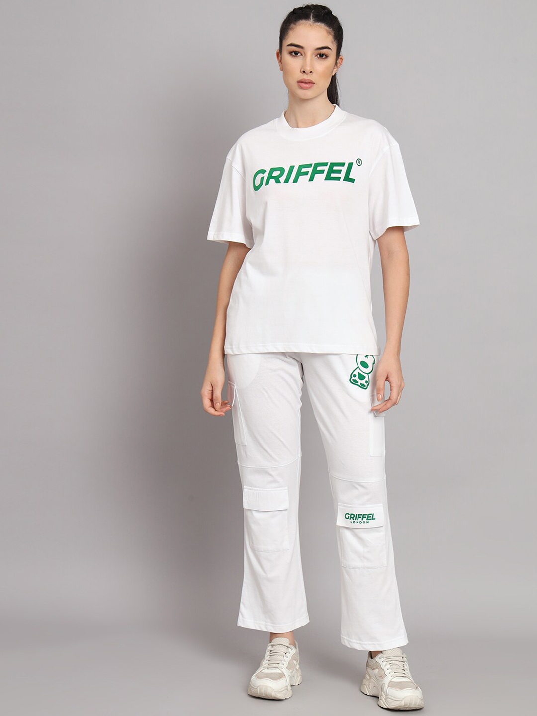 GRIFFEL Printed Cotton T-shirt with Trousers, White