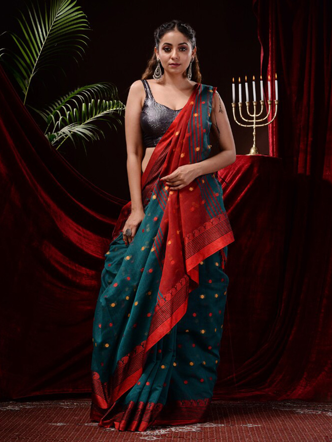 SAJASAJO Ethnic Woven Design Zari Saree, Green
SAJASAJO Ethnic Woven Design Zari Saree, Green