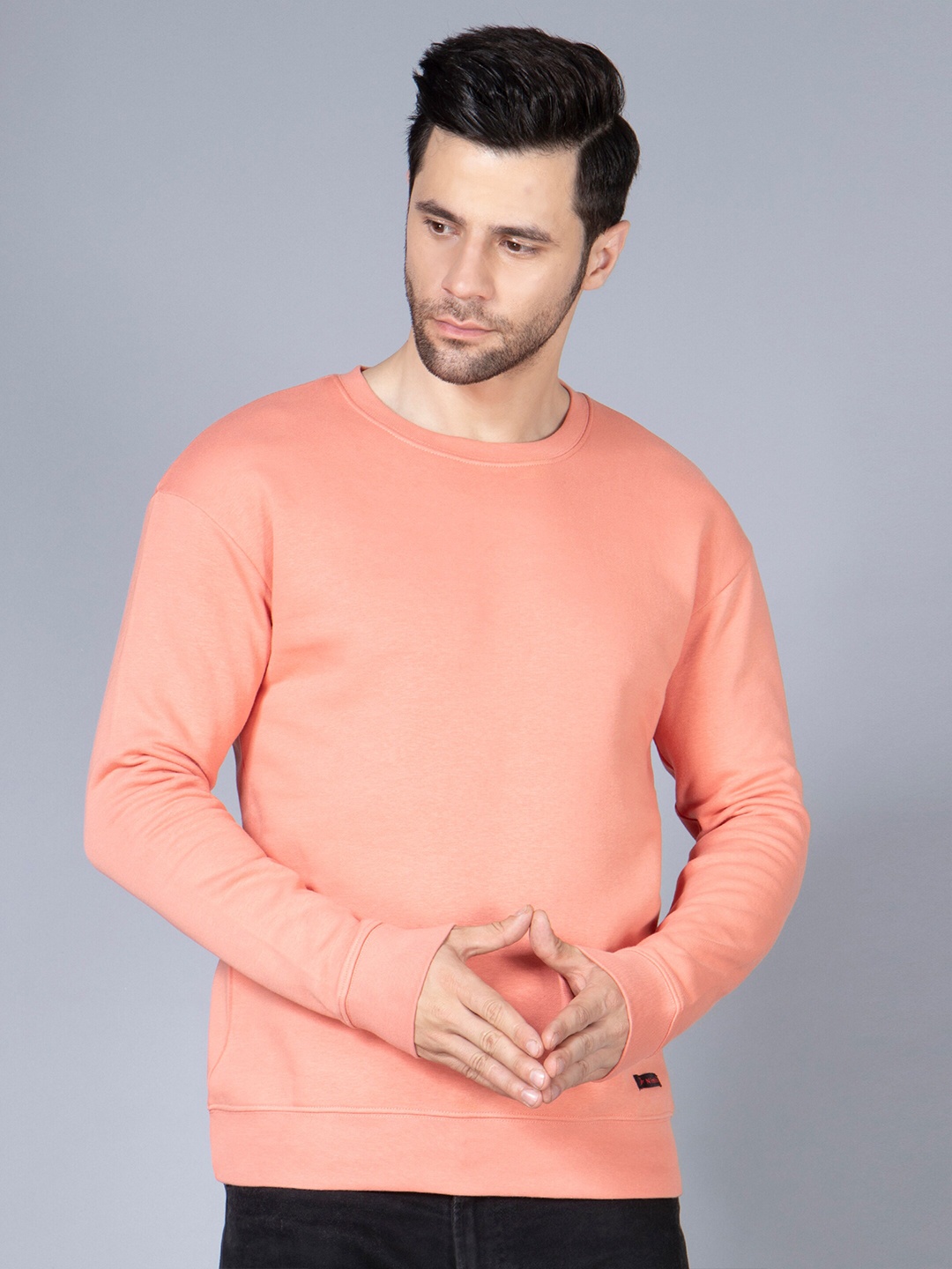 Nimble Round Neck Fleece Sweatshirt, Coral