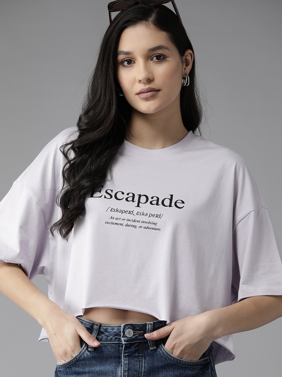 The Roadster Lifestyle Co. Typography Printed Pure Cotton Boxy Crop T-shirt, Lavender
The Roadster Lifestyle Co. Typography Printed Pure Cotton Boxy Crop T-shirt, Lavender