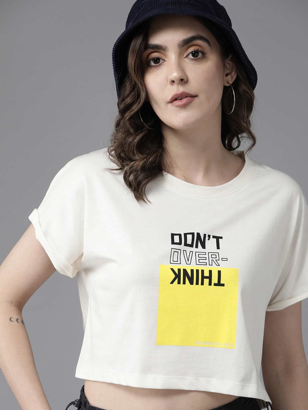 The Roadster Lifestyle Co. Typography Printed Pure Cotton Boxy Crop T-shirt, Off white
The Roadster Lifestyle Co. Typography Printed Pure Cotton Boxy Crop T-shirt, Off white