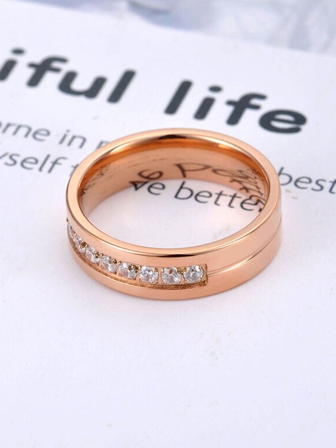 MYKI Rose Gold-Plated CZ-Studded Finger Rings