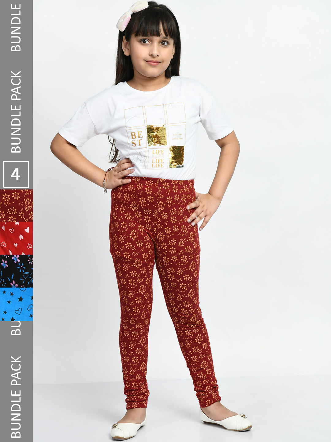 BAESD Girls Pack of 4 Printed Super Soft Pure Cotton Churidar- Length Leggings, Red
BAESD Girls Pack of 4 Printed Super Soft Pure Cotton Churidar- Length Leggings, Red