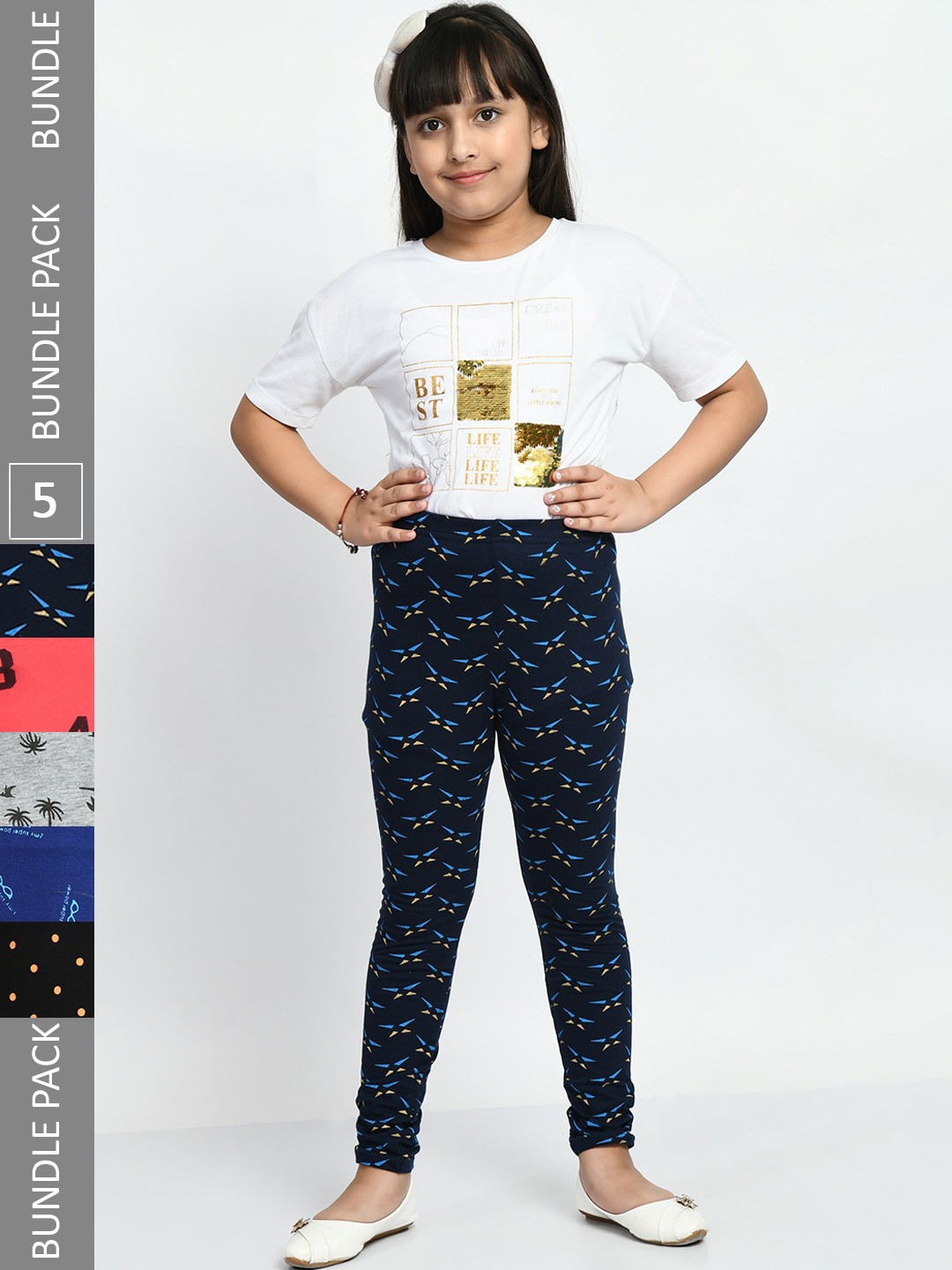 BAESD Girls Pack Of 5 Printed Pure Cotton Super Soft Churidar-Length Leggings, Black
BAESD Girls Pack Of 5 Printed Pure Cotton Super Soft Churidar-Length Leggings, Black