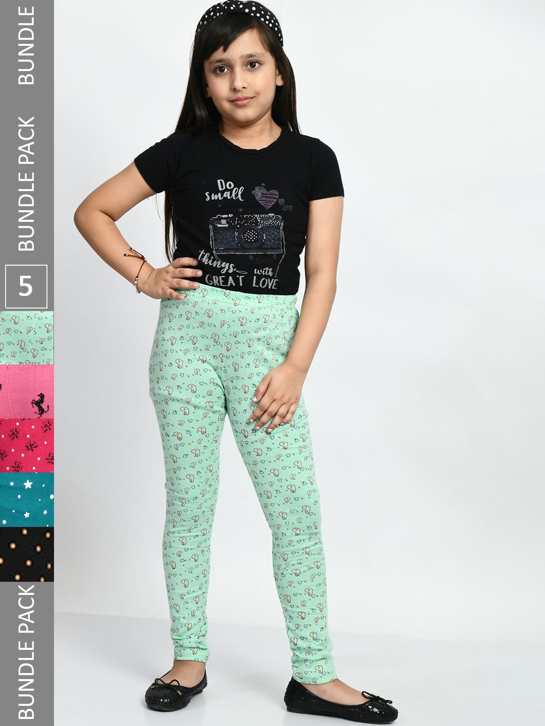 BAESD Girls Pack Of 5 Printed Pure Cotton Super Soft Churidar-Length Leggings, Green
BAESD Girls Pack Of 5 Printed Pure Cotton Super Soft Churidar-Length Leggings, Green
