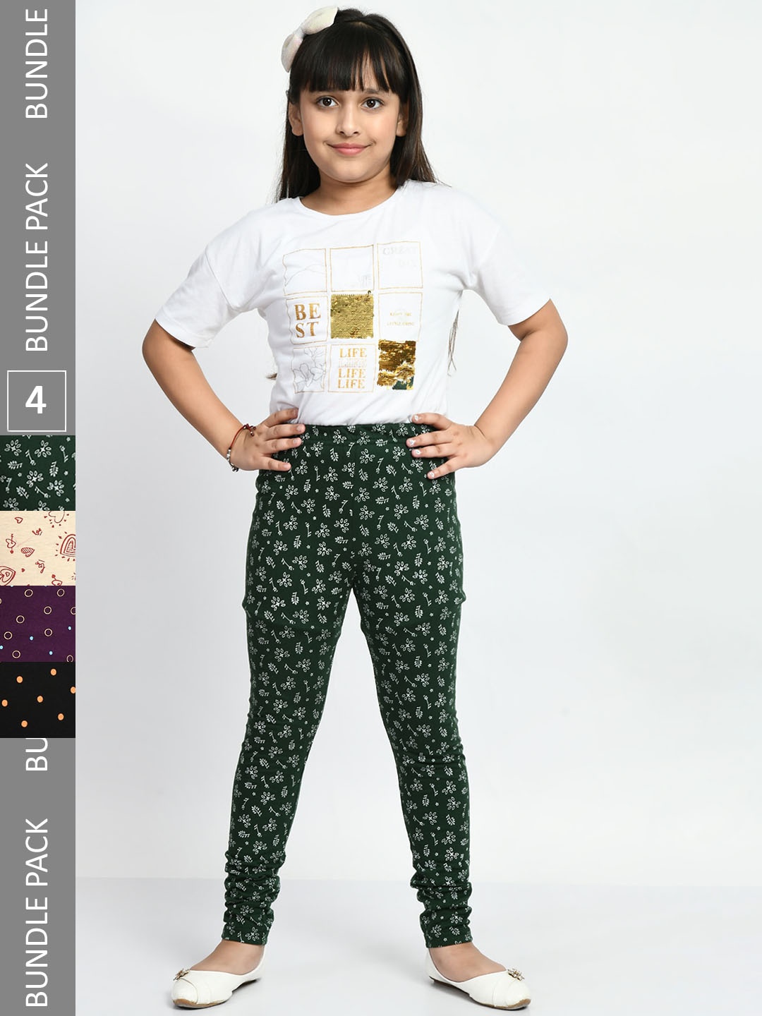 BAESD Girls Pack Of 4 Printed Super Soft Pure Cotton Churidar-Length Leggings, Green
BAESD Girls Pack Of 4 Printed Super Soft Pure Cotton Churidar-Length Leggings, Green