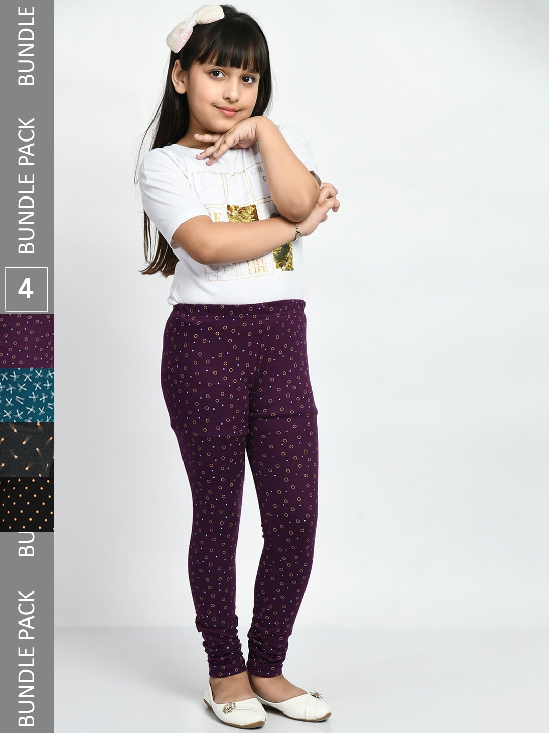 BAESD Girls Pack of 4 Printed Super Soft Pure Cotton Churidar- Length Leggings, Purple
BAESD Girls Pack of 4 Printed Super Soft Pure Cotton Churidar- Length Leggings, Purple