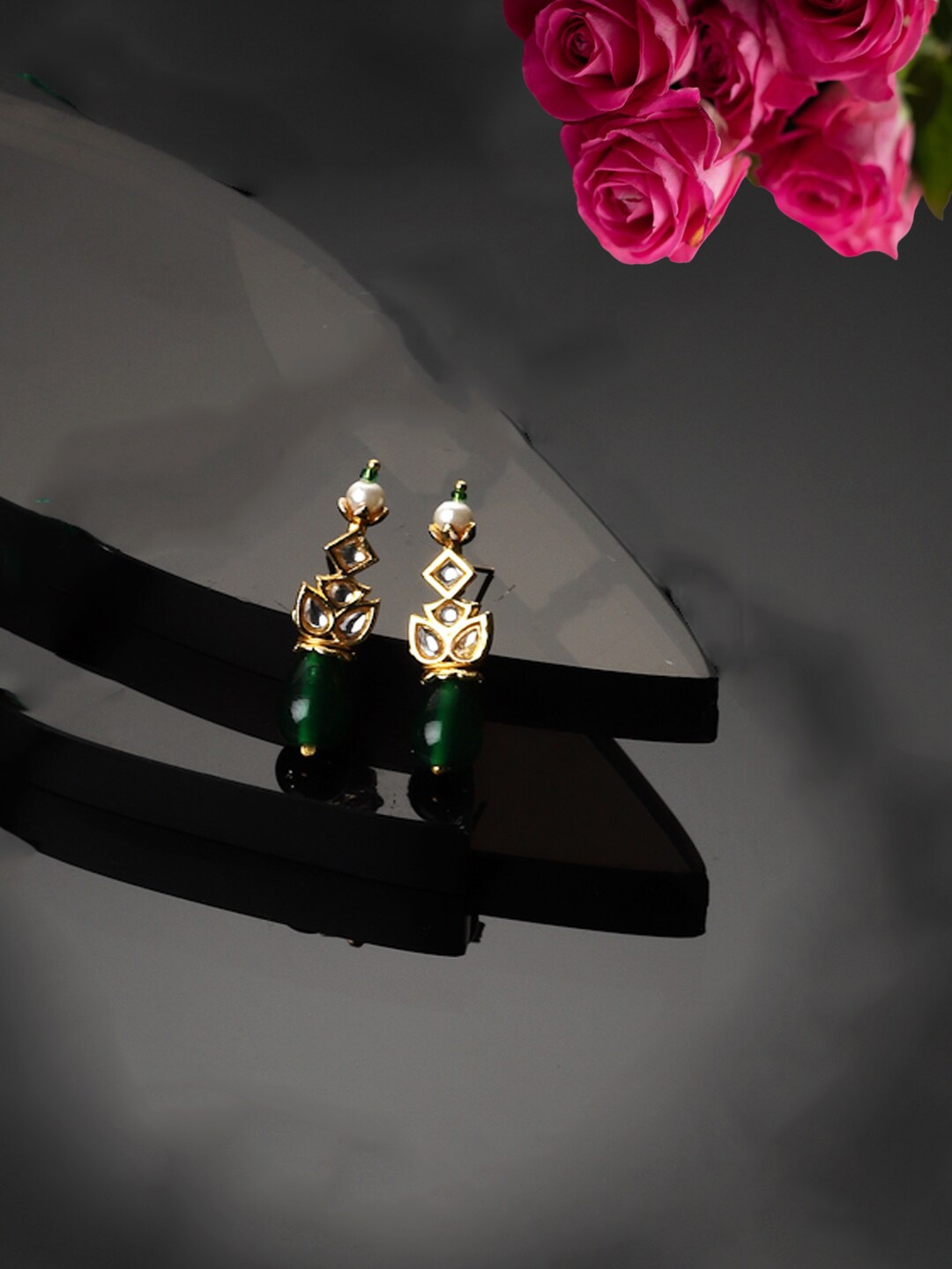 DUGRISTYLE Gold Plated Contemporary Kundan Studded & Beaded Drop Earrings, Green
DUGRISTYLE Gold Plated Contemporary Kundan Studded & Beaded Drop Earrings, Green