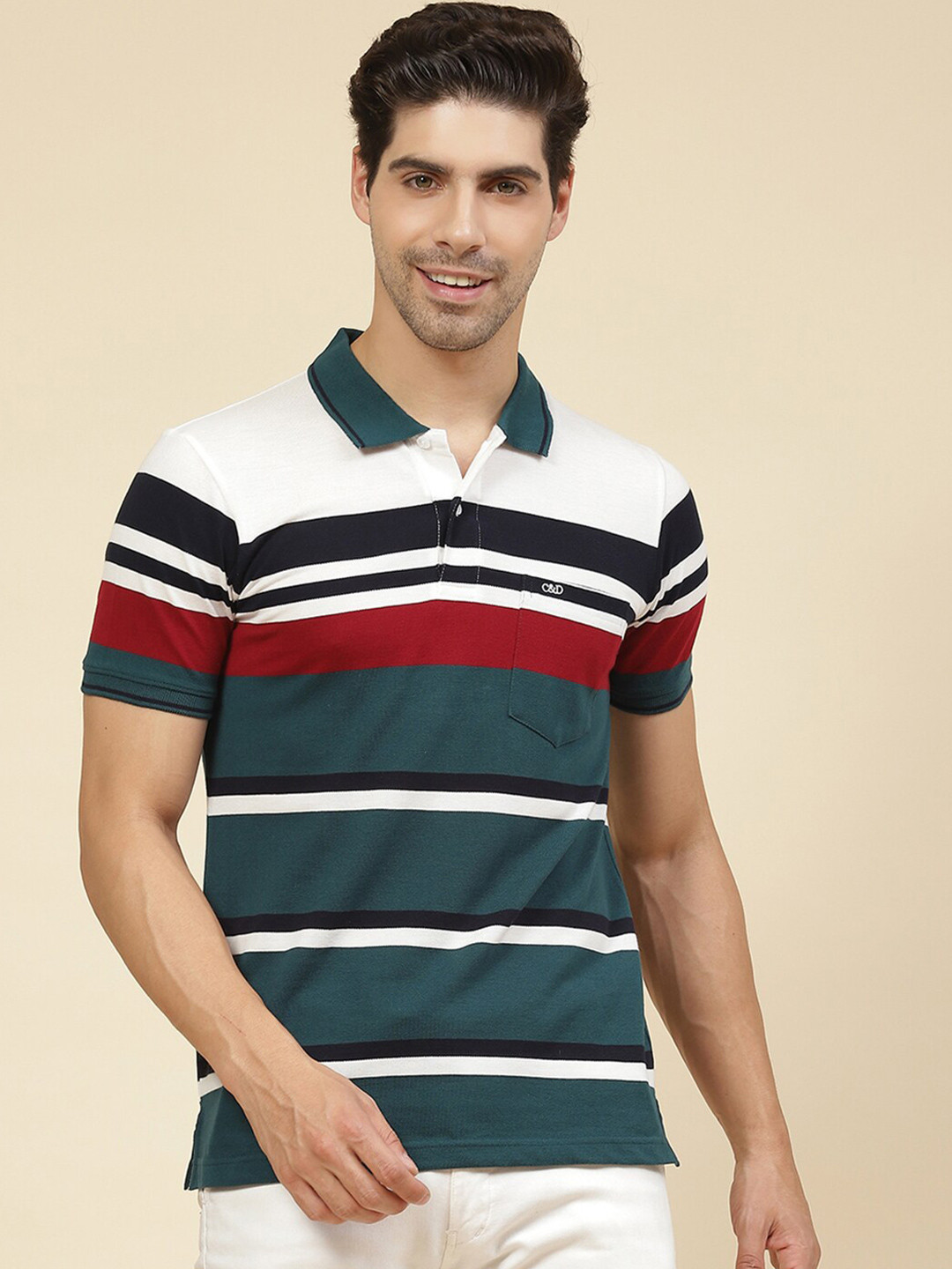 Cloak & Decker by Monte Carlo Striped Polo Collar Short Sleeves Cotton T-shirt, Green
Cloak & Decker by Monte Carlo Striped Polo Collar Short Sleeves Cotton T-shirt, Green