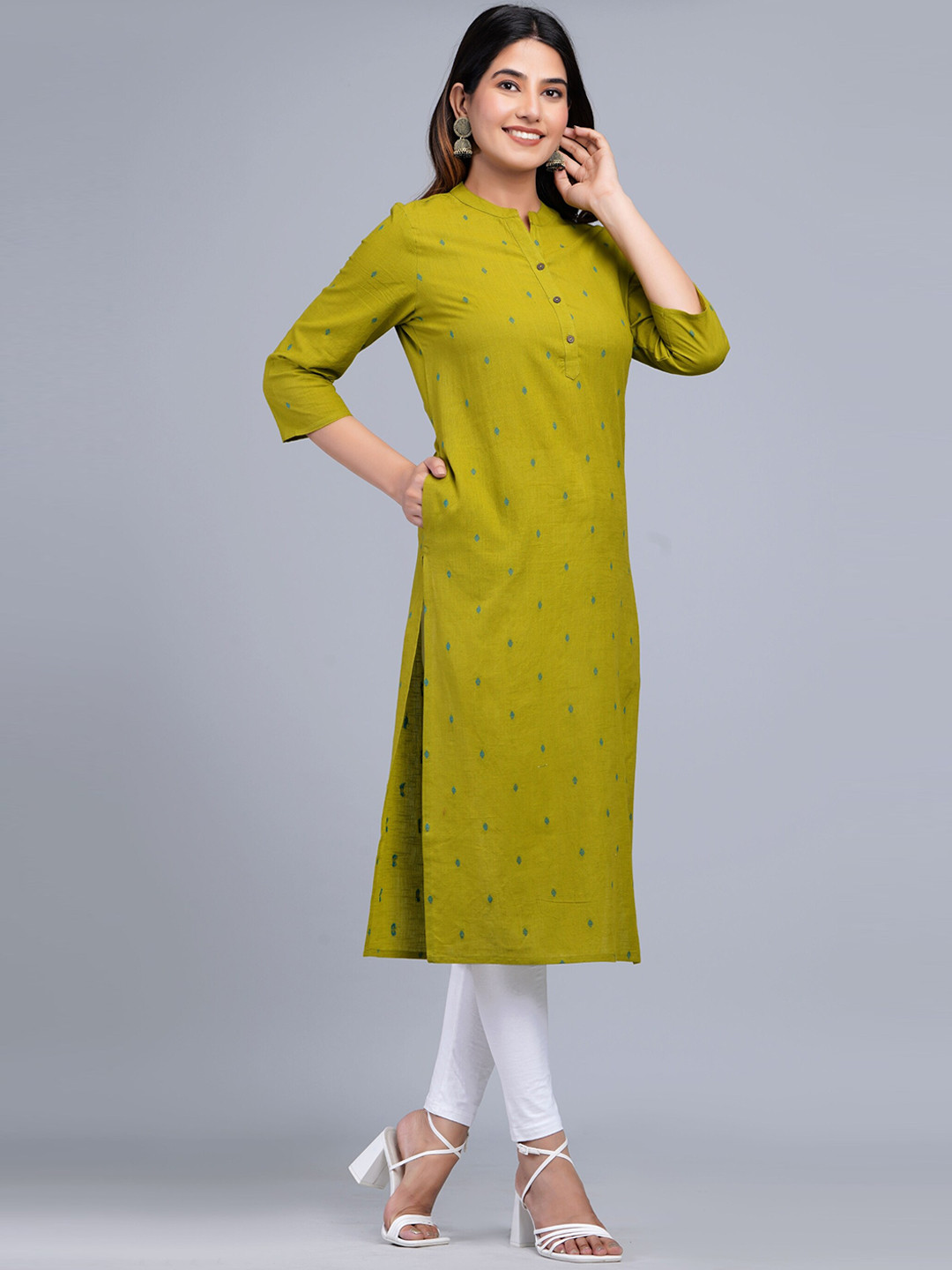 The Kurta Express Geometric Woven Design Cotton Kurta, Green
The Kurta Express Geometric Woven Design Cotton Kurta, Green