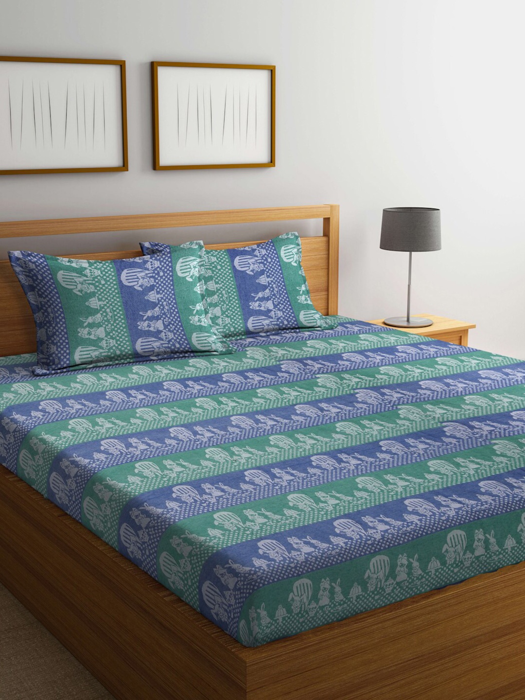 FABINALIV Green & Blue Cartoon Design 350 TC Cotton King Size Bedsheet & 2 Pillow Covers
FABINALIV Green & Blue Cartoon Design 350 TC Cotton King Size Bedsheet & 2 Pillow Covers