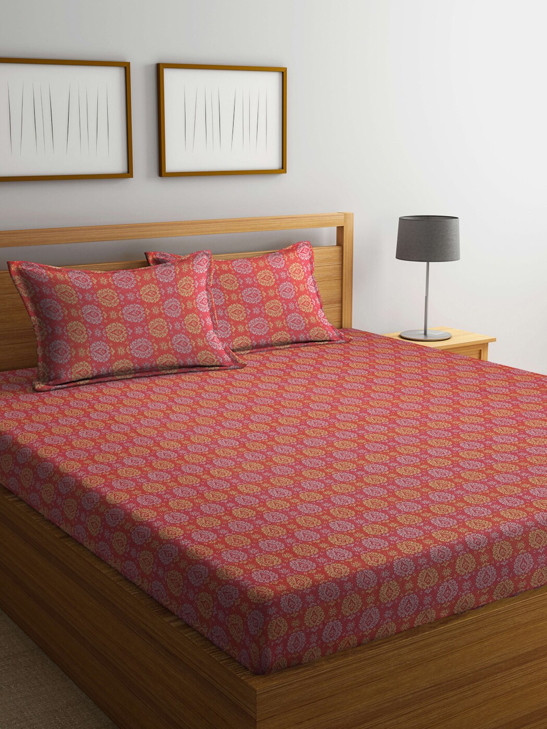 FABINALIV Red & Yellow Ethnic Design 350 TC Cotton King Size Bedsheet & 2 Pillow Covers
FABINALIV Red & Yellow Ethnic Design 350 TC Cotton King Size Bedsheet & 2 Pillow Covers